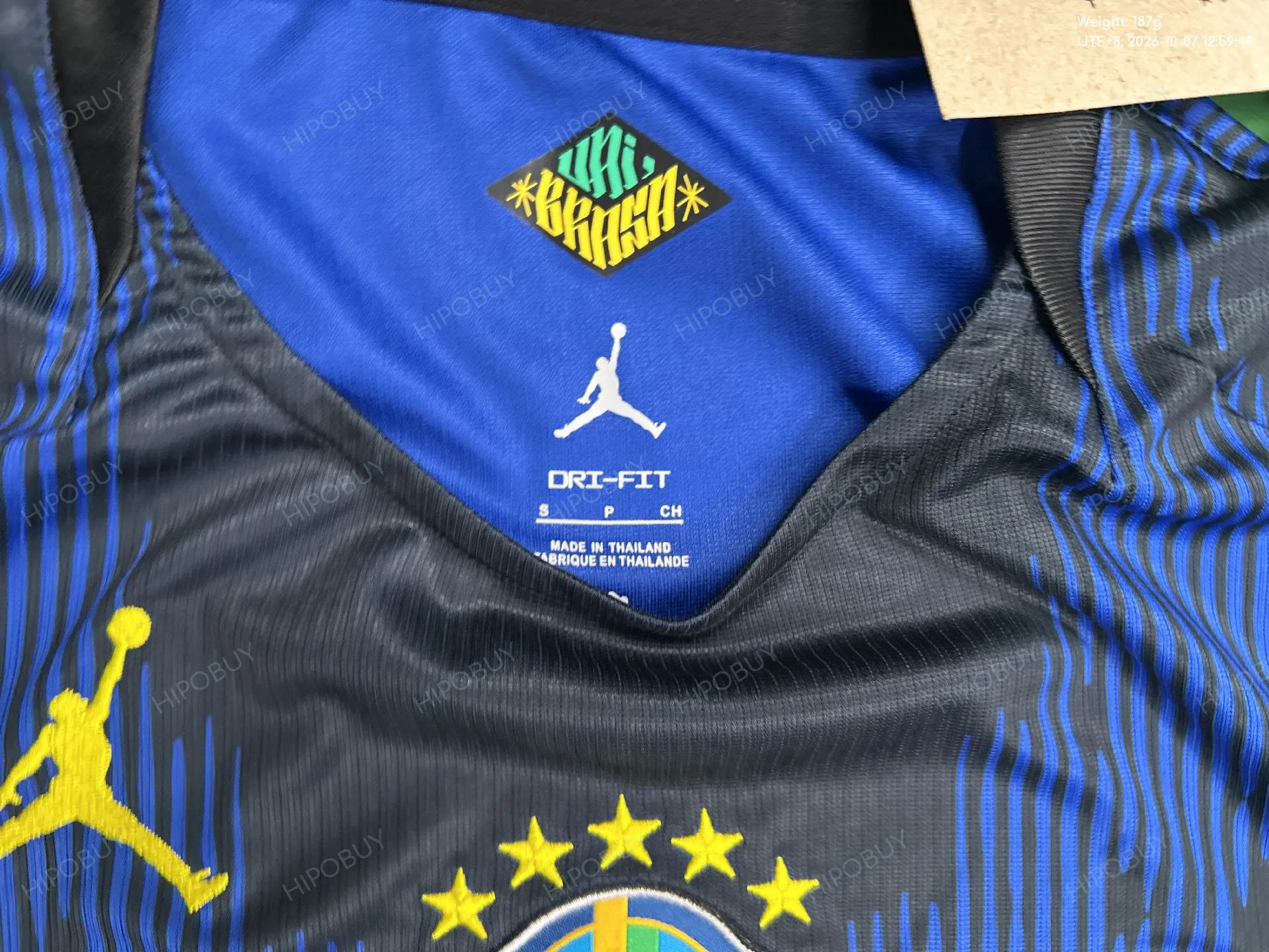 Foto QC 5 de Brazil 2022 Fan Edition Palm Leaf Jersey White Blue
