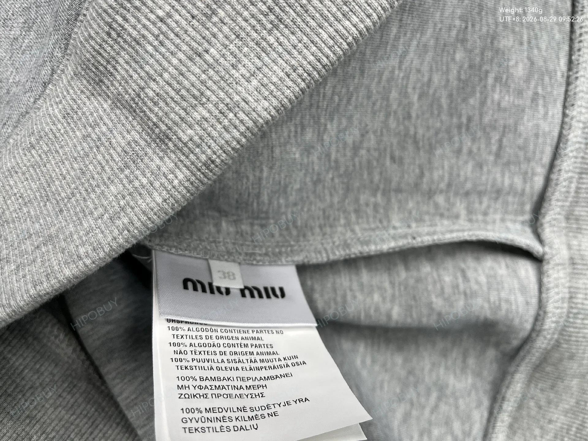 Foto QC 1 de Miu Miu Hoodie Logo Zip-Up Grey