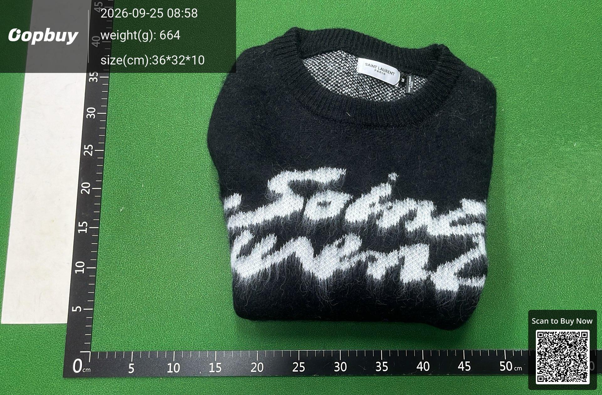 Foto QC 8 de Saint Laurent Crewneck Sweater Mohair Script Logo Black