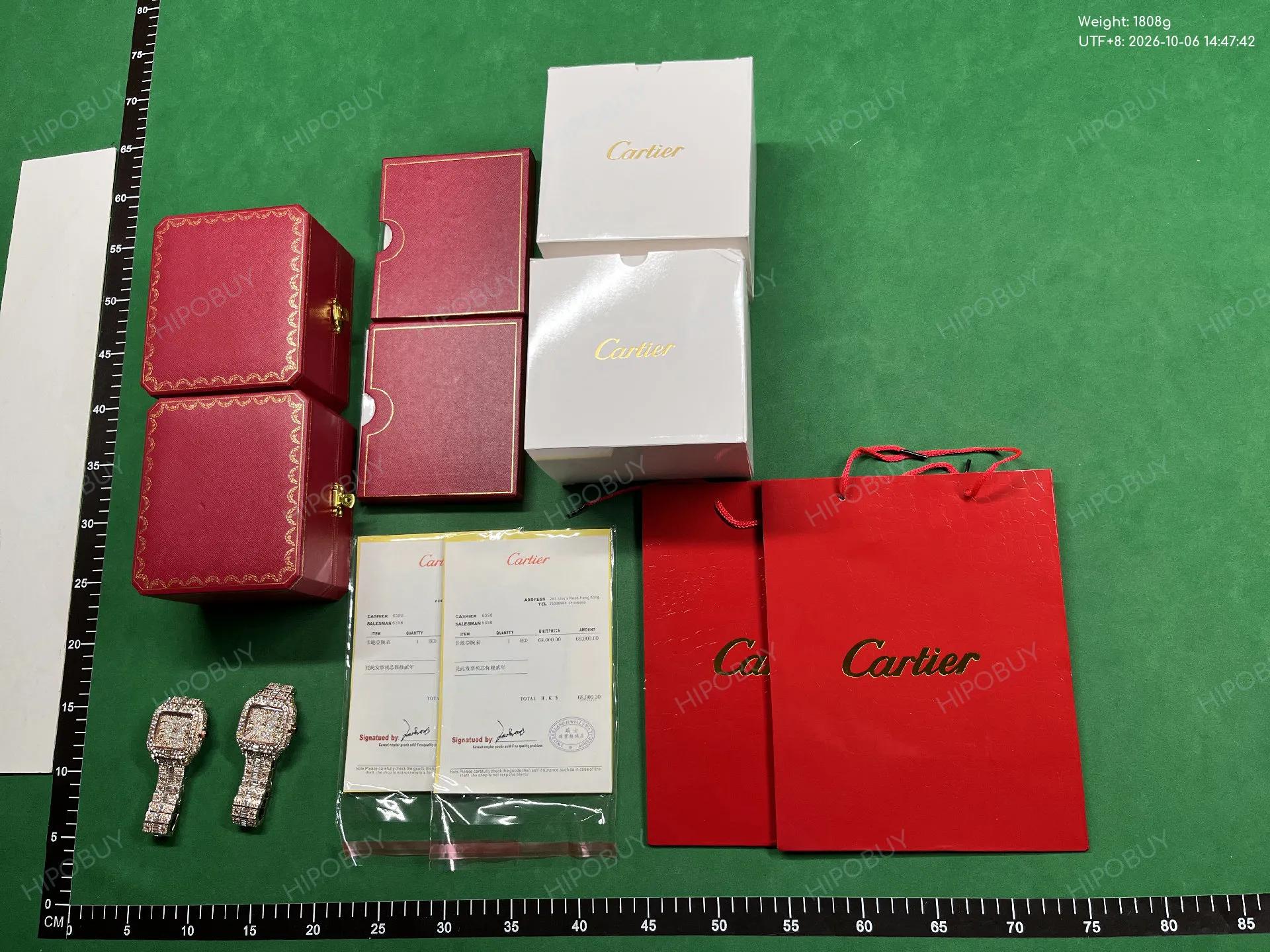 Foto QC 3 de Cartier Santos de Cartier Large Model Arabic Dial Iced Out WSSA0018