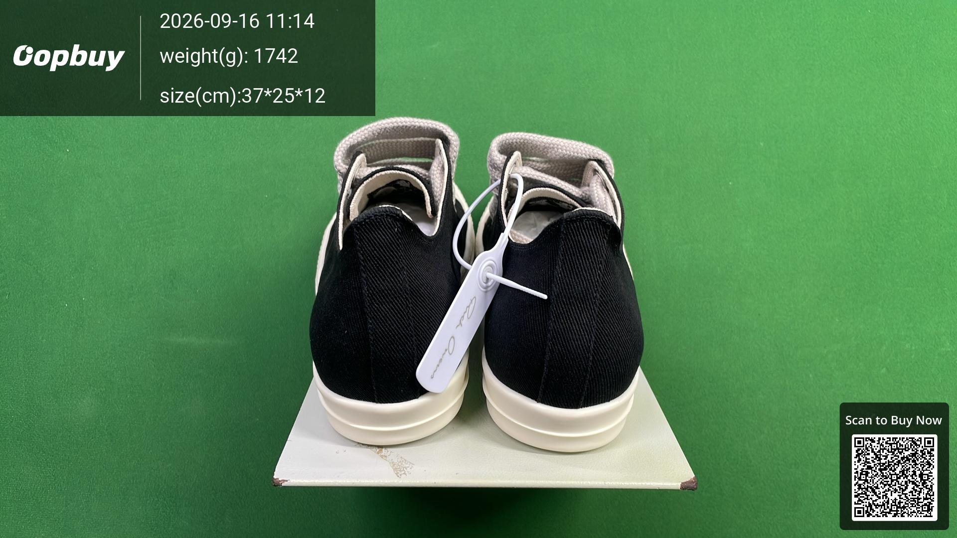 Foto QC 8 de Rick Owens DRKSHDW Low Sneaks Canvas Jumbo Lace Black Milk DU02C5802-DQ