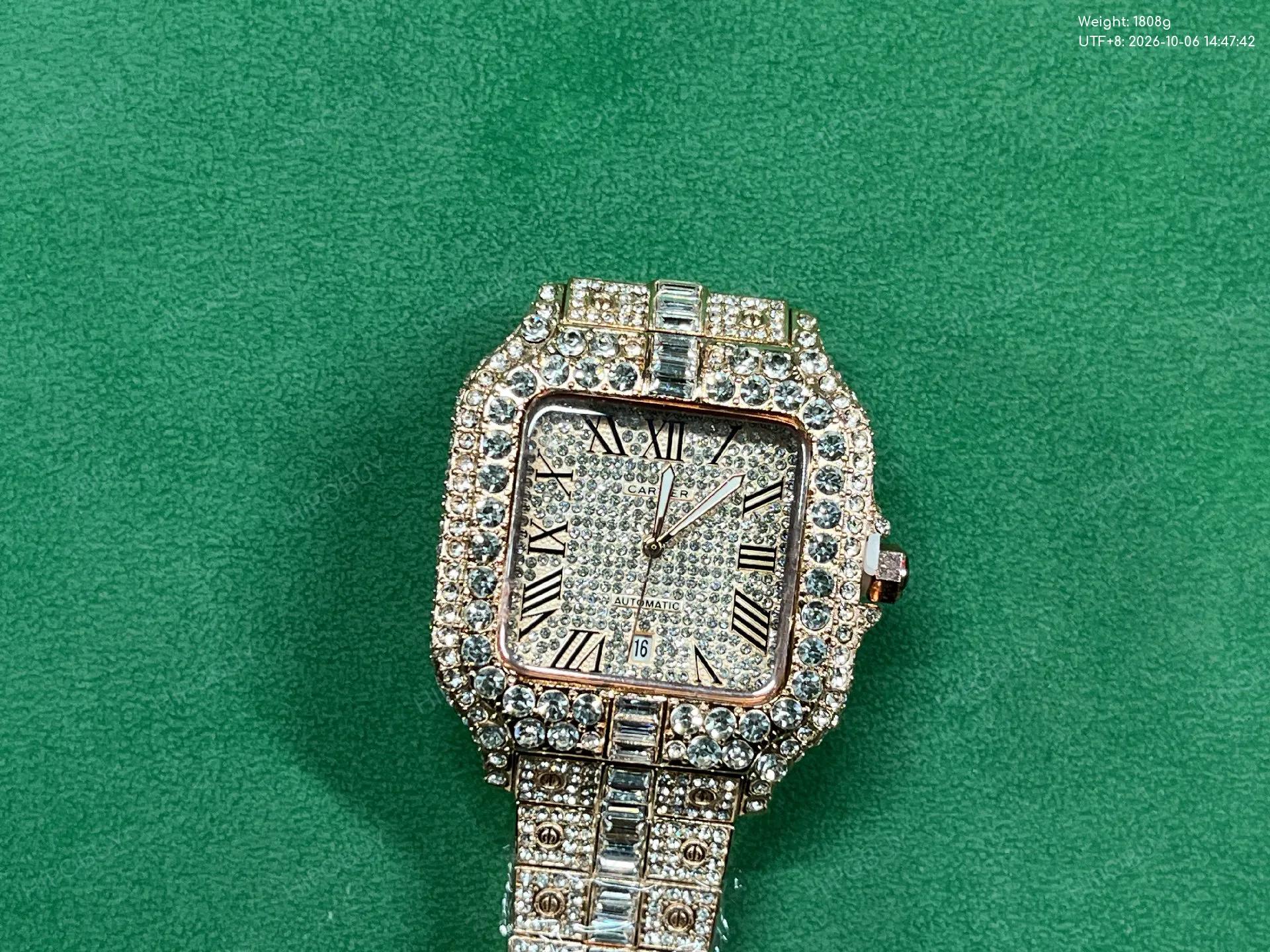 Foto QC 1 de Cartier Santos de Cartier Large Model Arabic Dial Iced Out WSSA0018