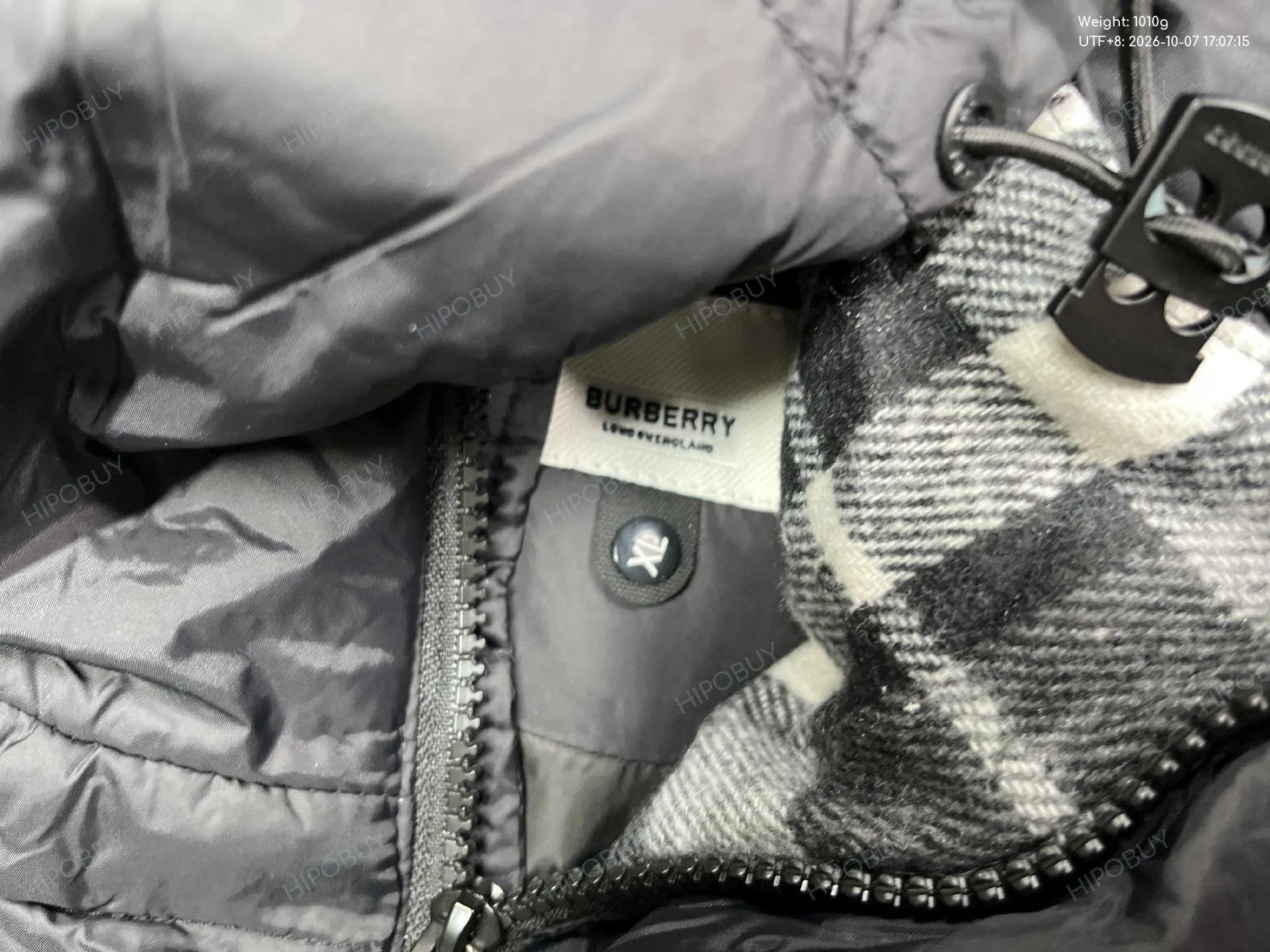 Foto QC 5 de Burberry Puffer Jacket Down Check Lining Black