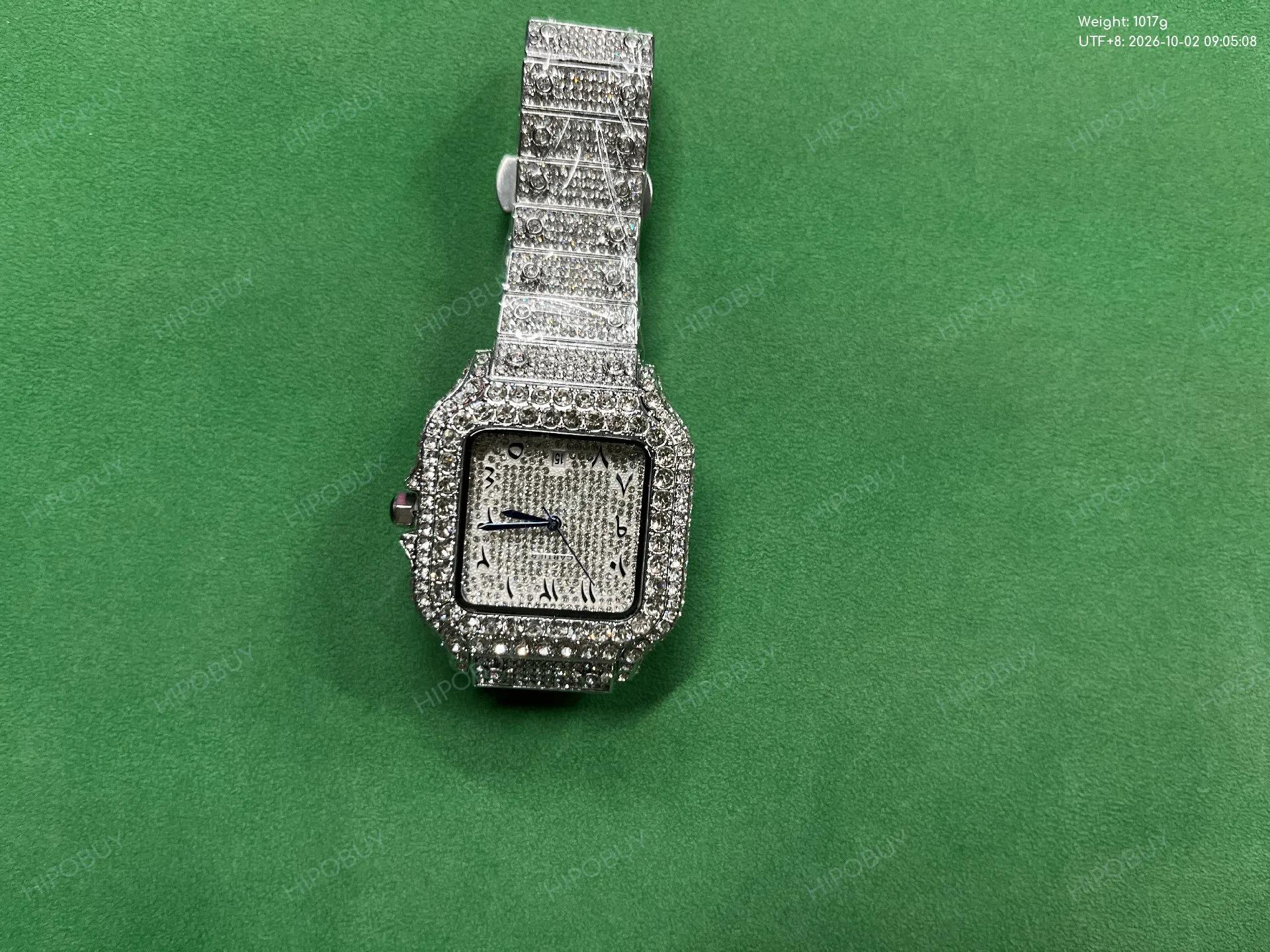 Foto QC 4 de Cartier Santos de Cartier Large Model Arabic Dial Iced Out WSSA0018