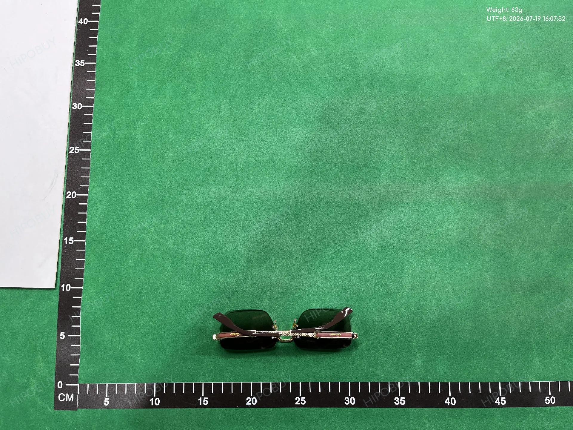 Foto QC 2 de Cartier Square Rimless Metal Sunglasses Gold Blue Yellow Gradient (017)