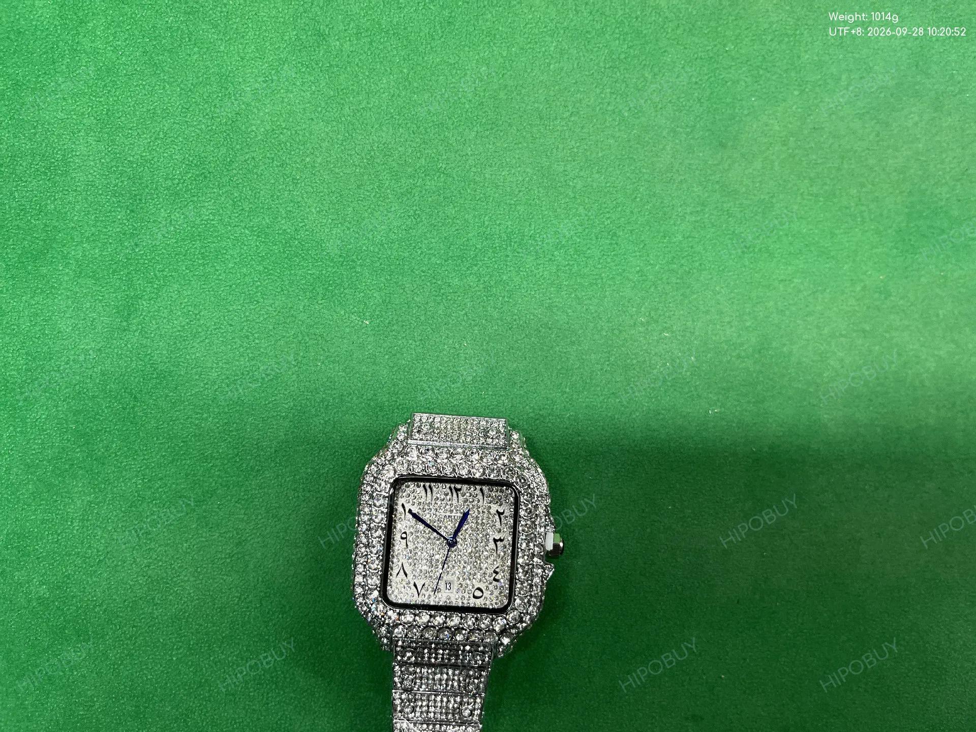 Foto QC 7 de Cartier Santos de Cartier Large Model Arabic Dial Iced Out WSSA0018