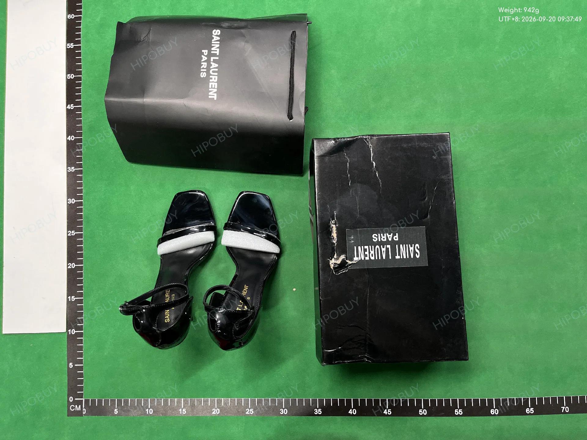 Foto QC 1 de Saint Laurent Opyum Leopard Print Pony Hair Sandals YSL Monogram Heel