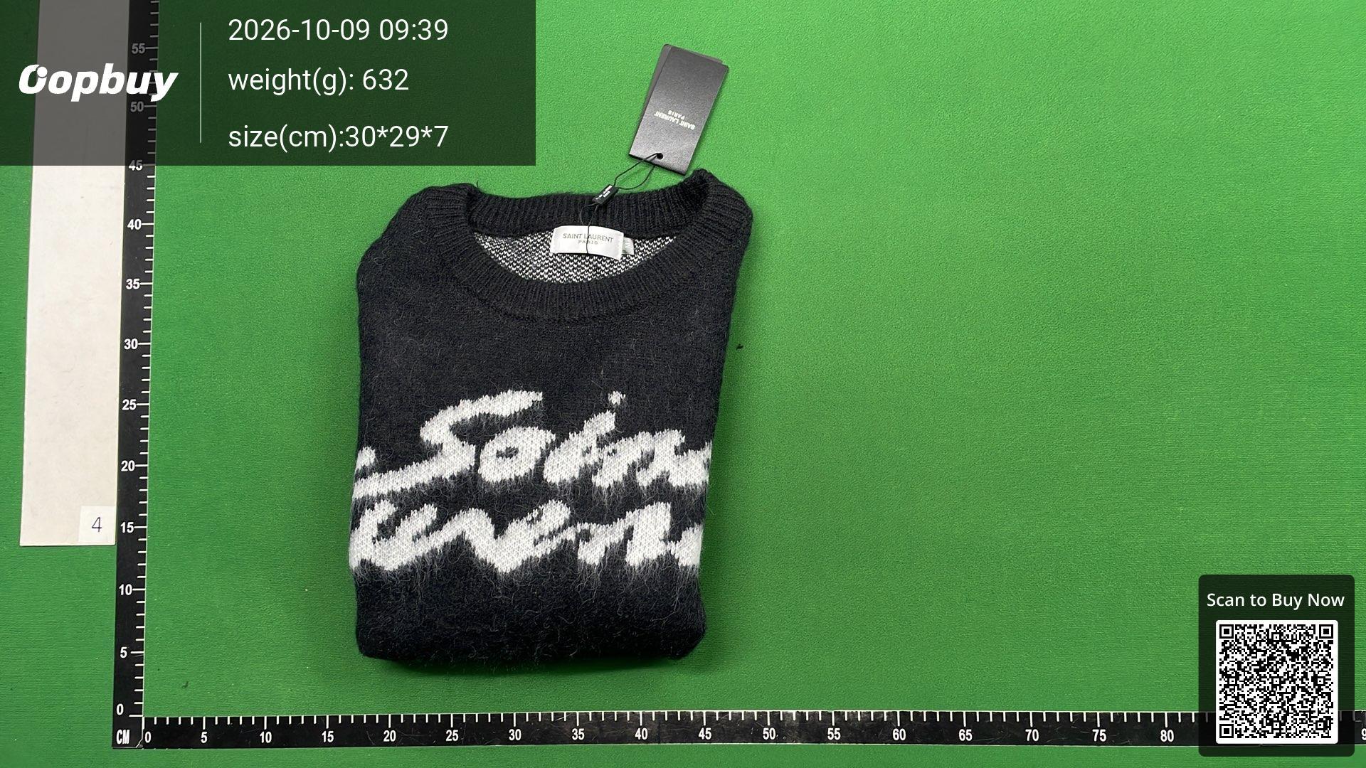 Foto QC 4 de Saint Laurent Crewneck Sweater Mohair Script Logo Black