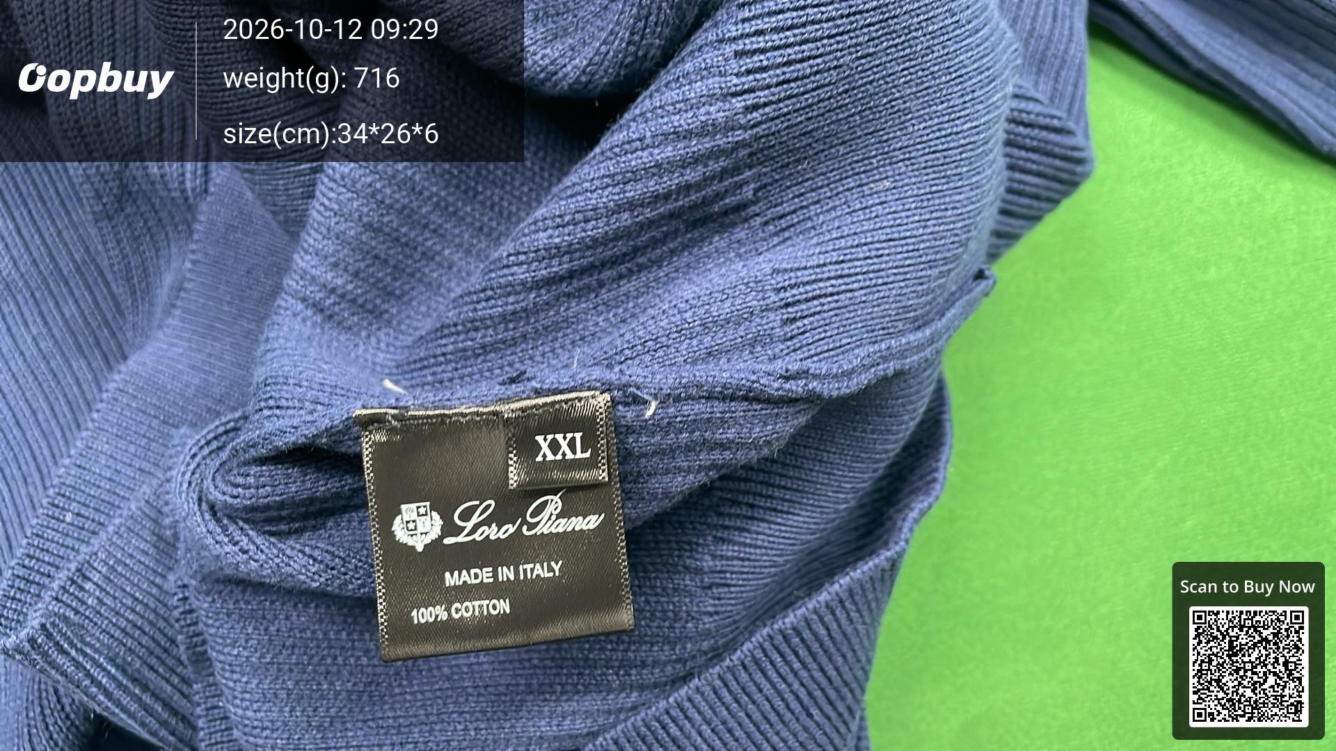 Foto QC 1 de Loro Piana Cashmere V-Neck Sweater Navy