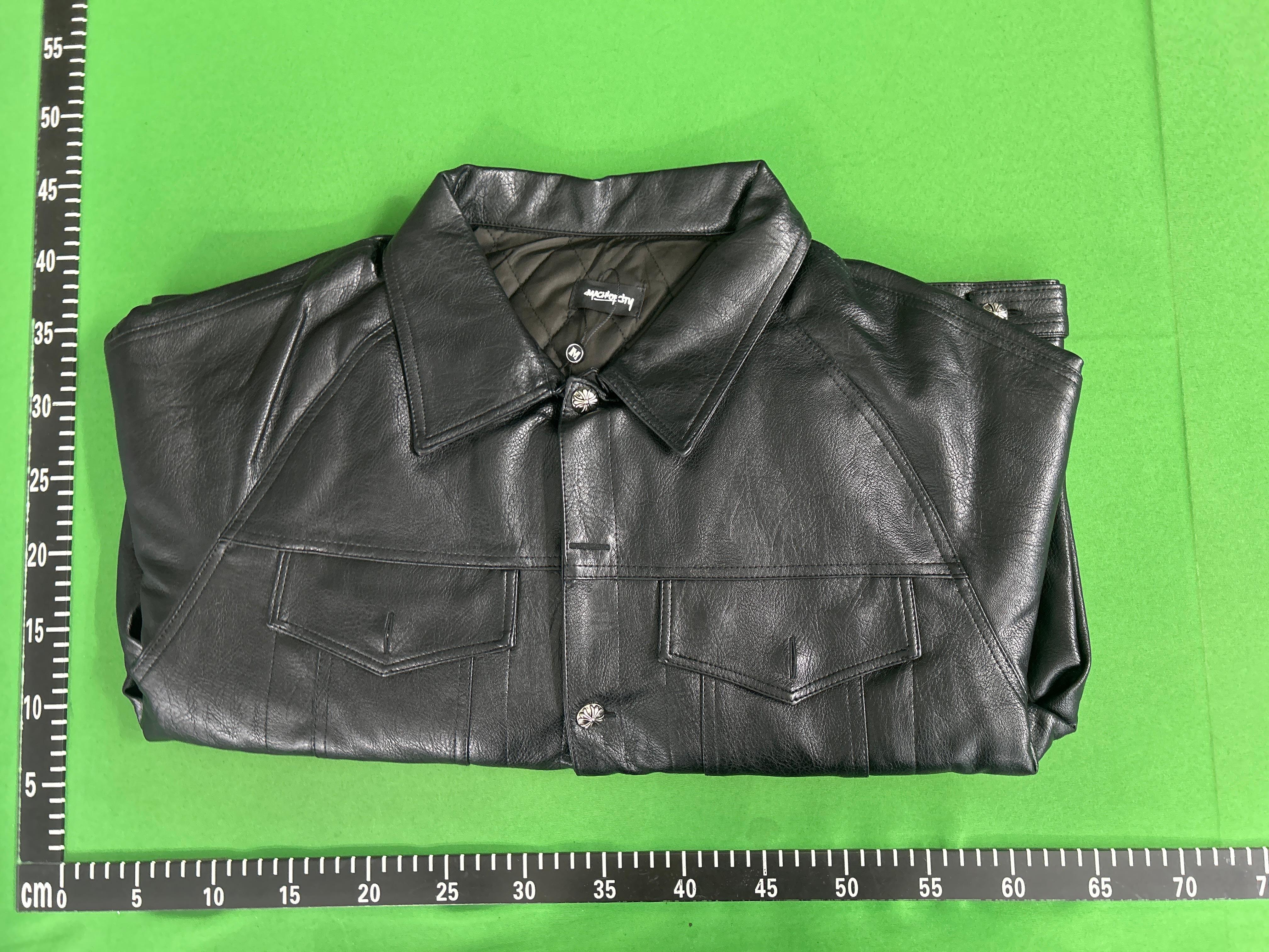 Foto QC 1 de Chrome Hearts Horseshoe Logo Embroidered Padded Leather Biker Jacket Black