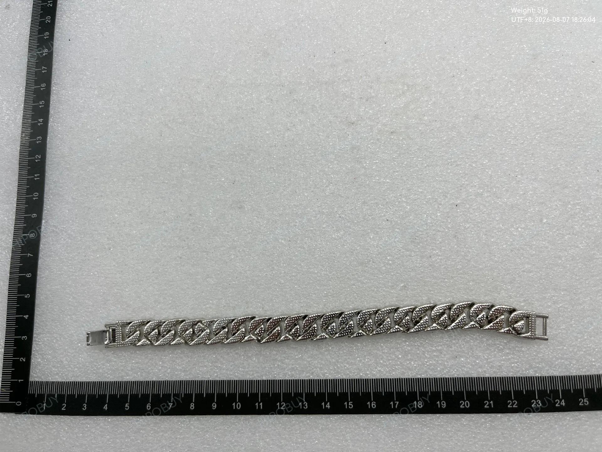 Foto QC 2 de Unbranded Leaf Cuban Chain Bracelet Metal Strass Gold