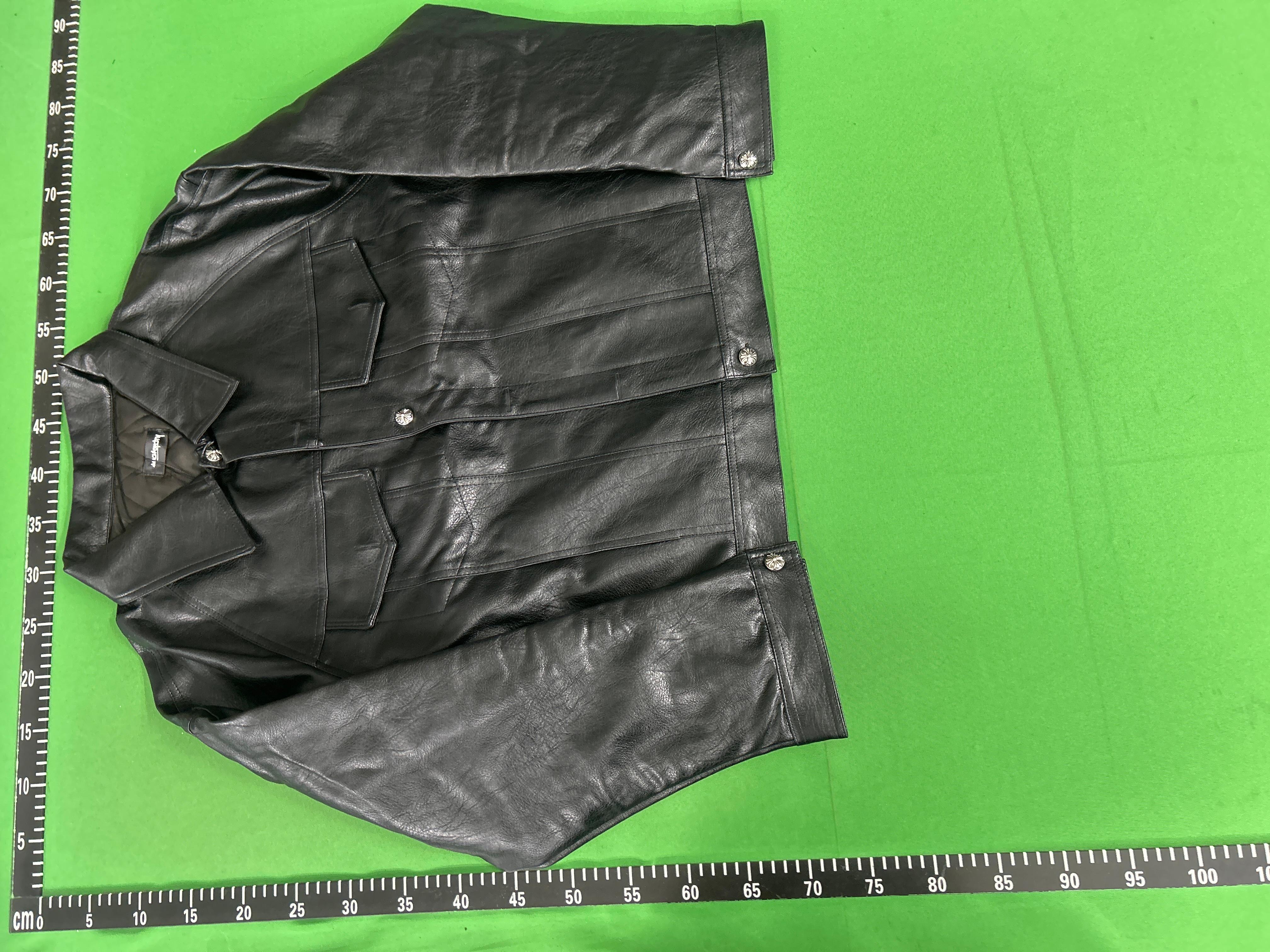 Foto QC 2 de Chrome Hearts Horseshoe Logo Embroidered Padded Leather Biker Jacket Black