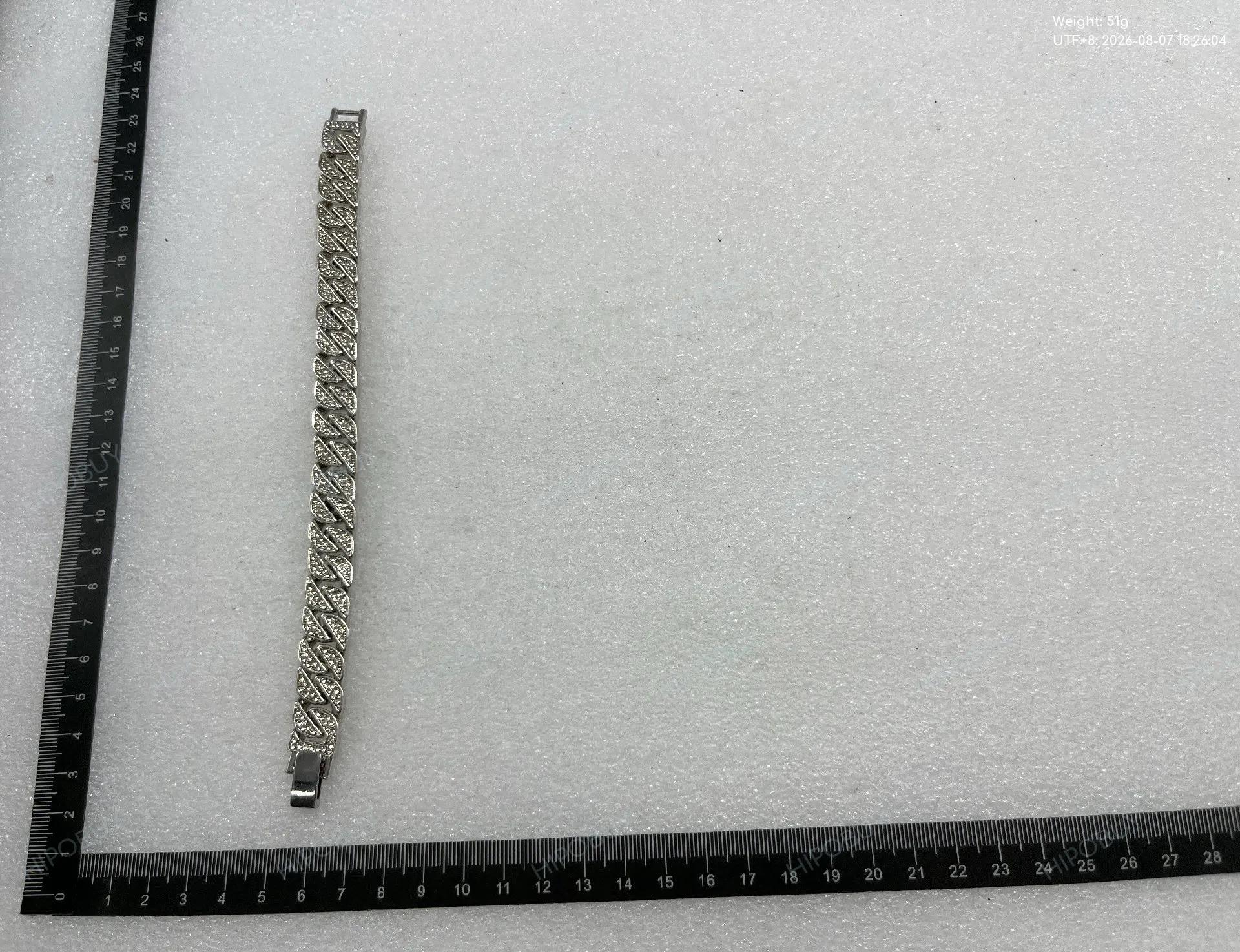 Foto QC 3 de Unbranded Leaf Cuban Chain Bracelet Metal Strass Gold