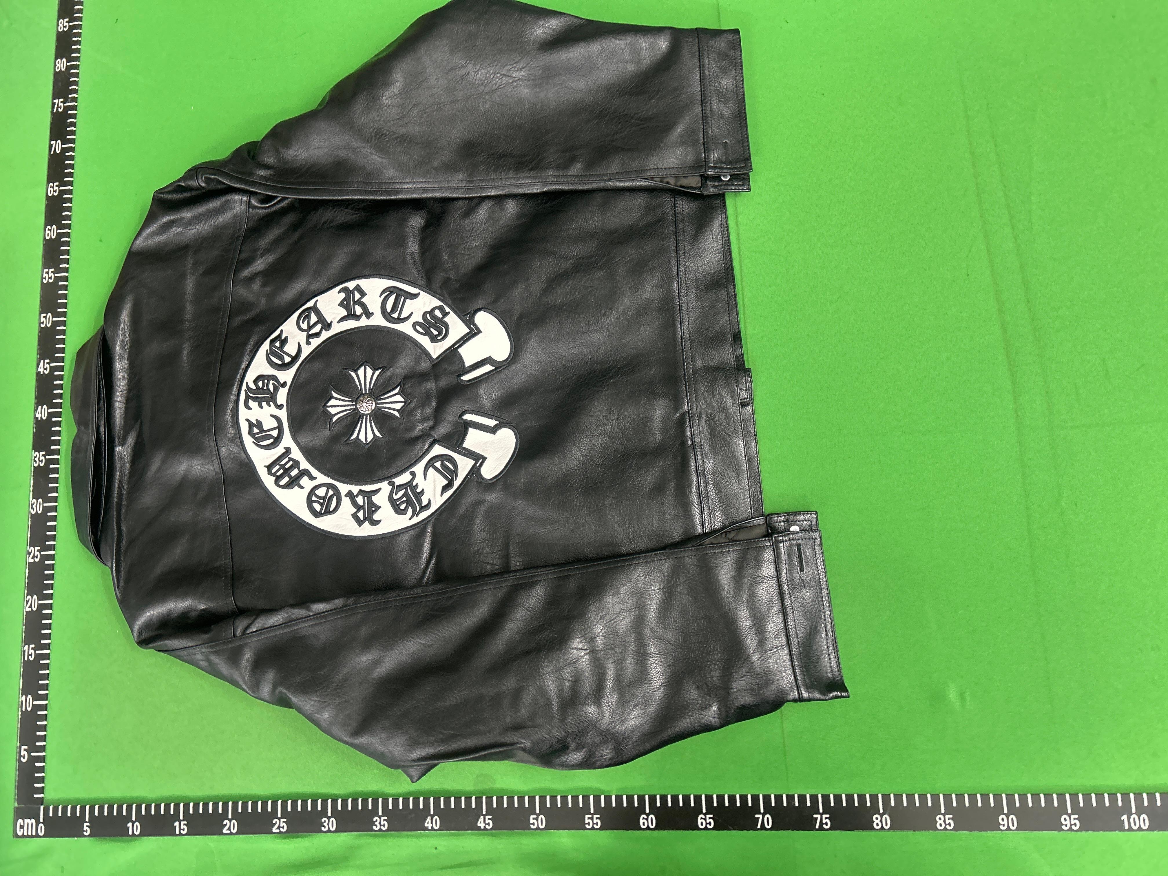 Foto QC 3 de Chrome Hearts Horseshoe Logo Embroidered Padded Leather Biker Jacket Black