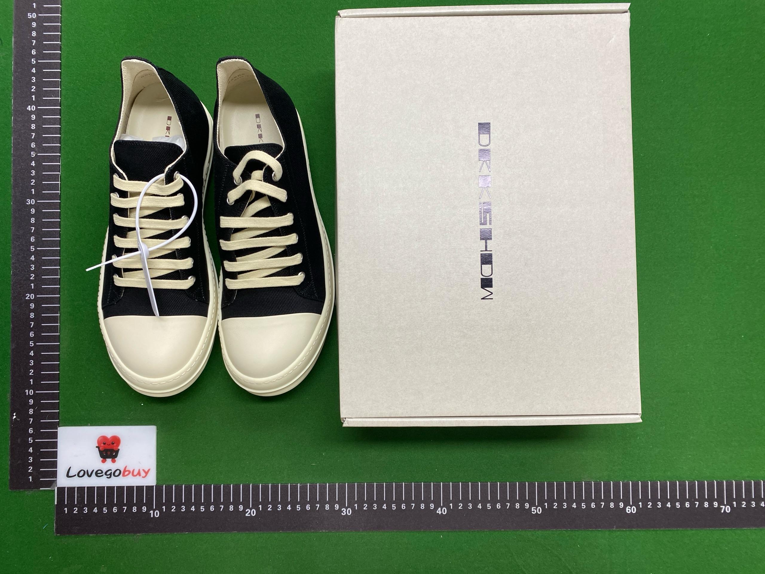 Foto QC 4 de Rick Owens DRKSHDW Low Sneaks Canvas Jumbo Lace Black Milk DU02C5802-DQ