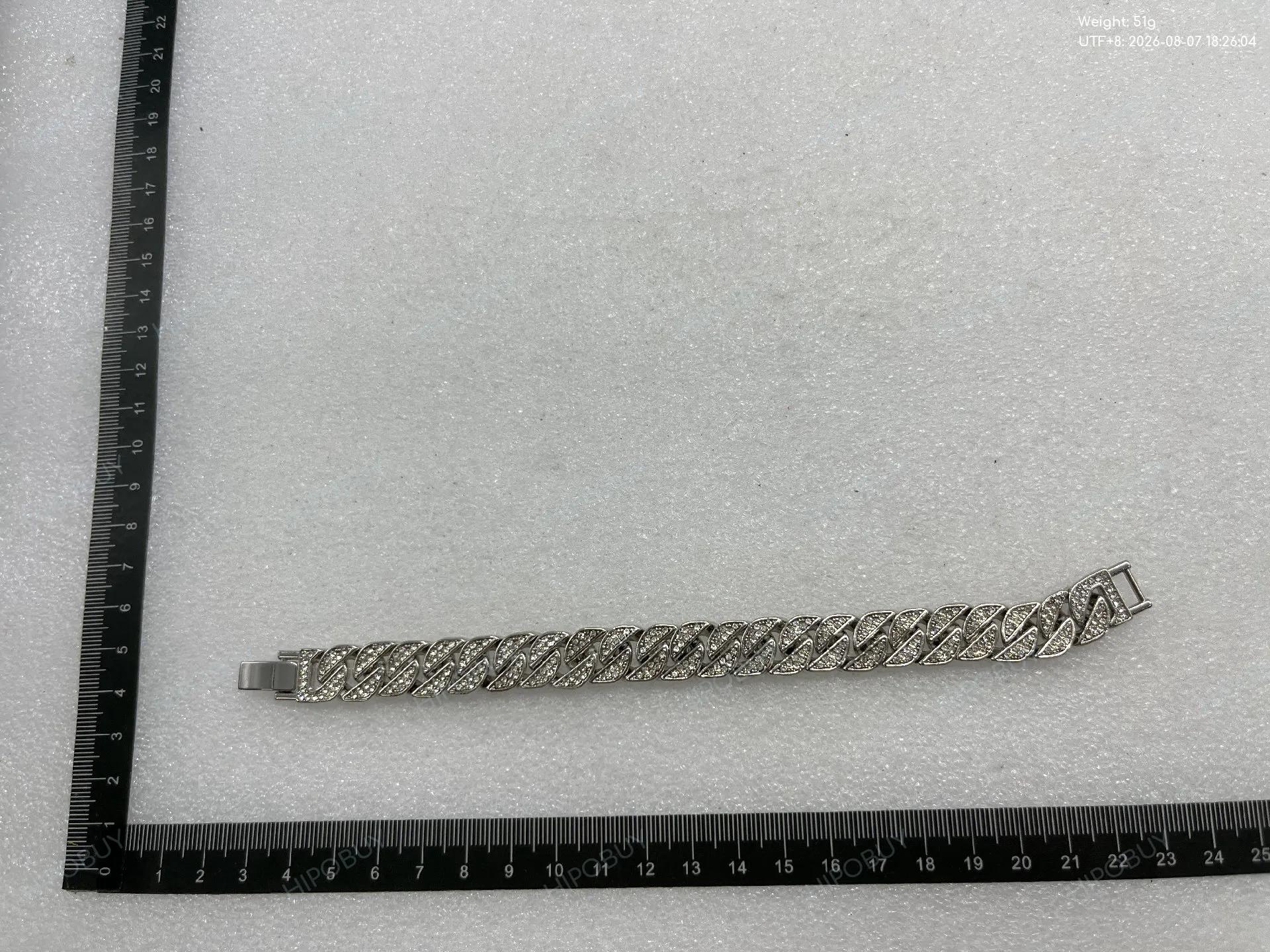 Foto QC 1 de Unbranded Leaf Cuban Chain Bracelet Metal Strass Gold