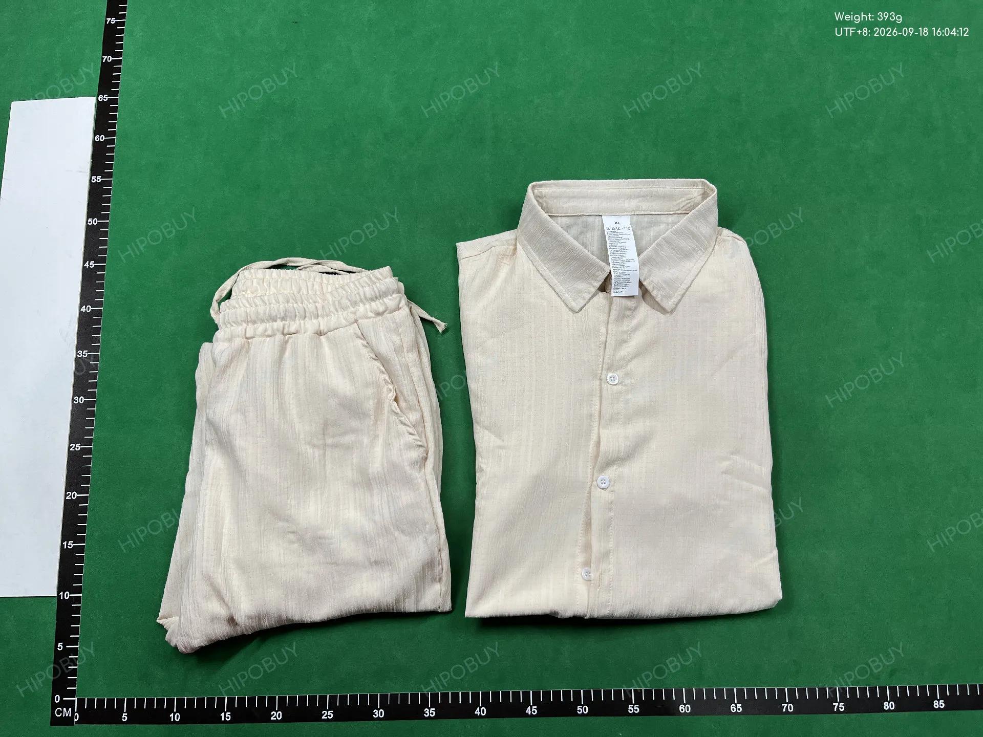 Foto QC 8 de Unbranded Casual Short Sleeve Shirt and Trousers Set 2-Piece Beige