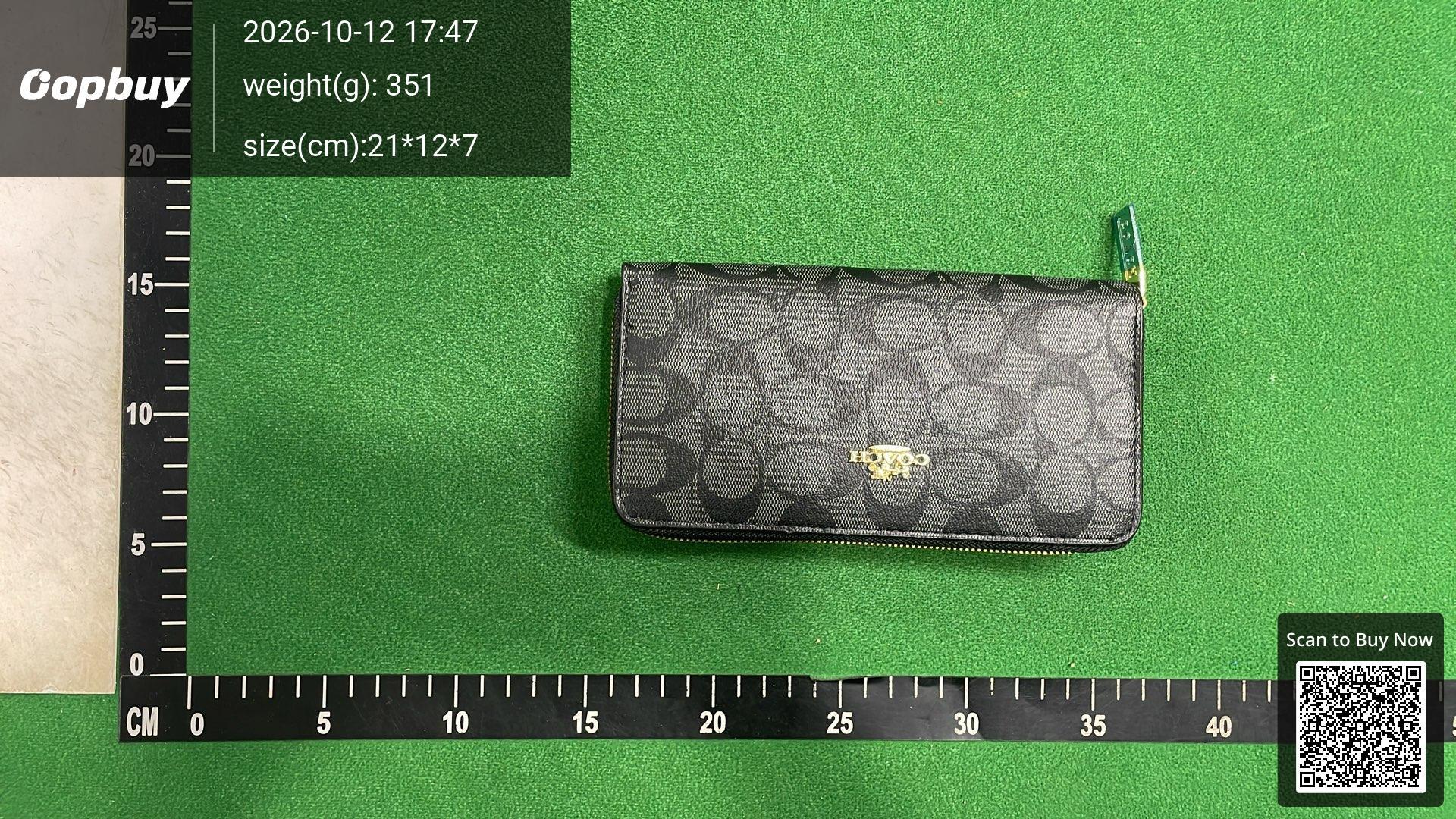 Foto QC 5 de Coach Horse and Carriage Accordion Zip Wallet Signature Canvas Charcoal Black