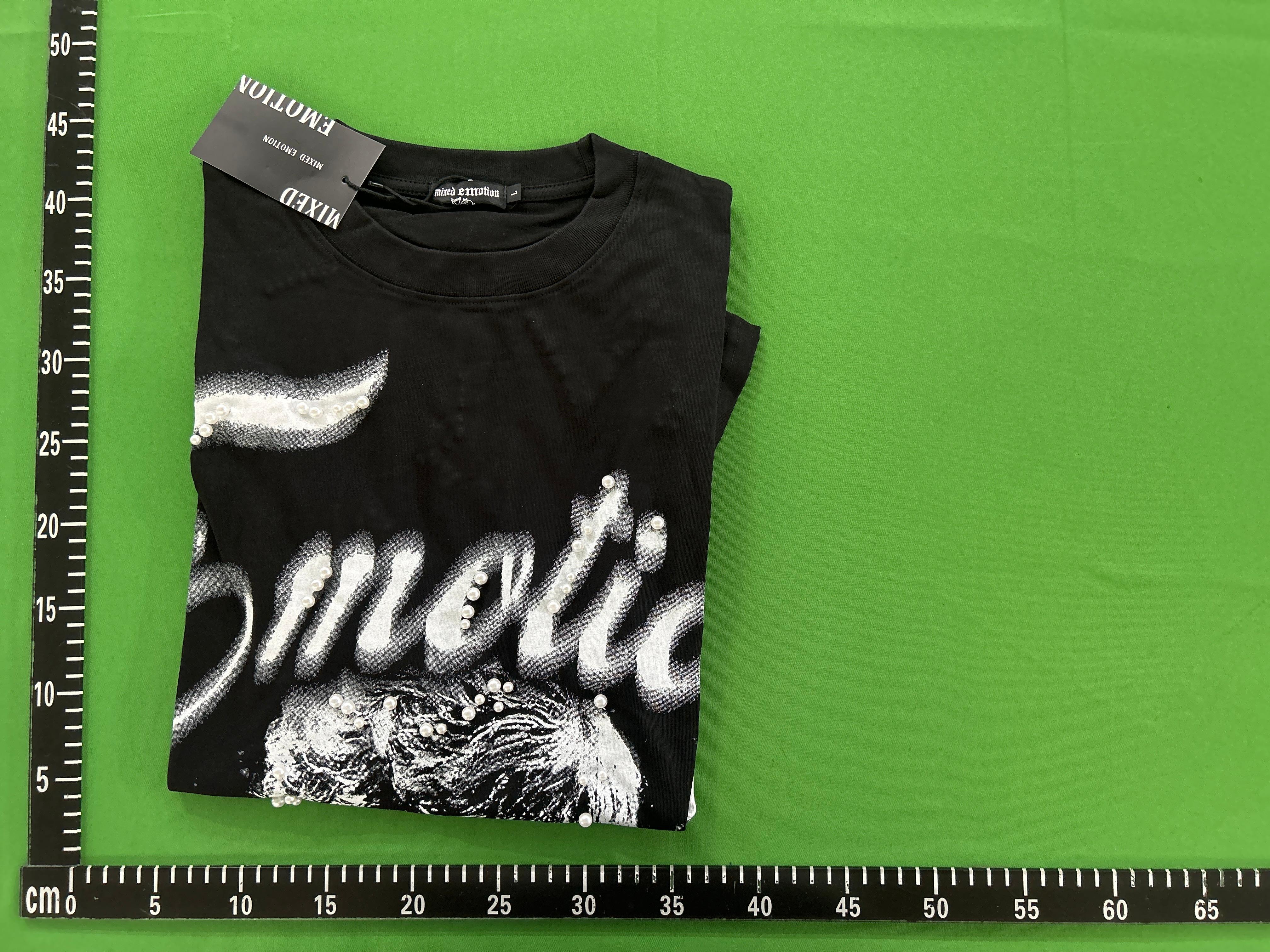 Foto QC 5 de MIXEDEMOTION T-shirt Emotions Never Die Rhinestone Print Black