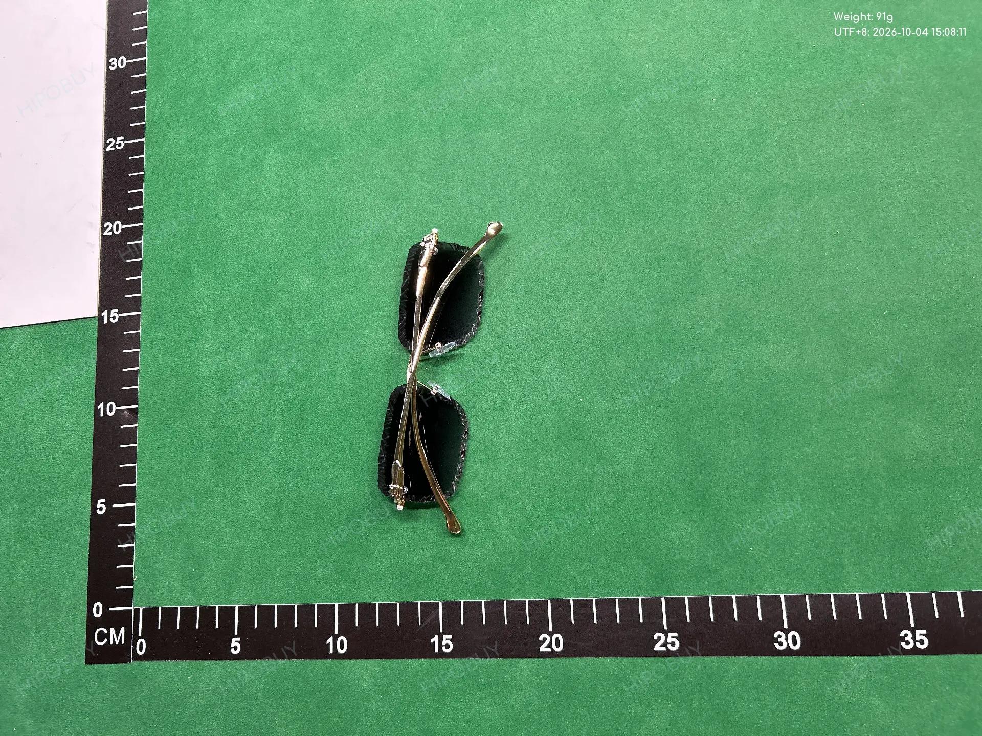 Foto QC 5 de Unbranded Square-Frame Rimless Metal Sunglasses Gold Blue