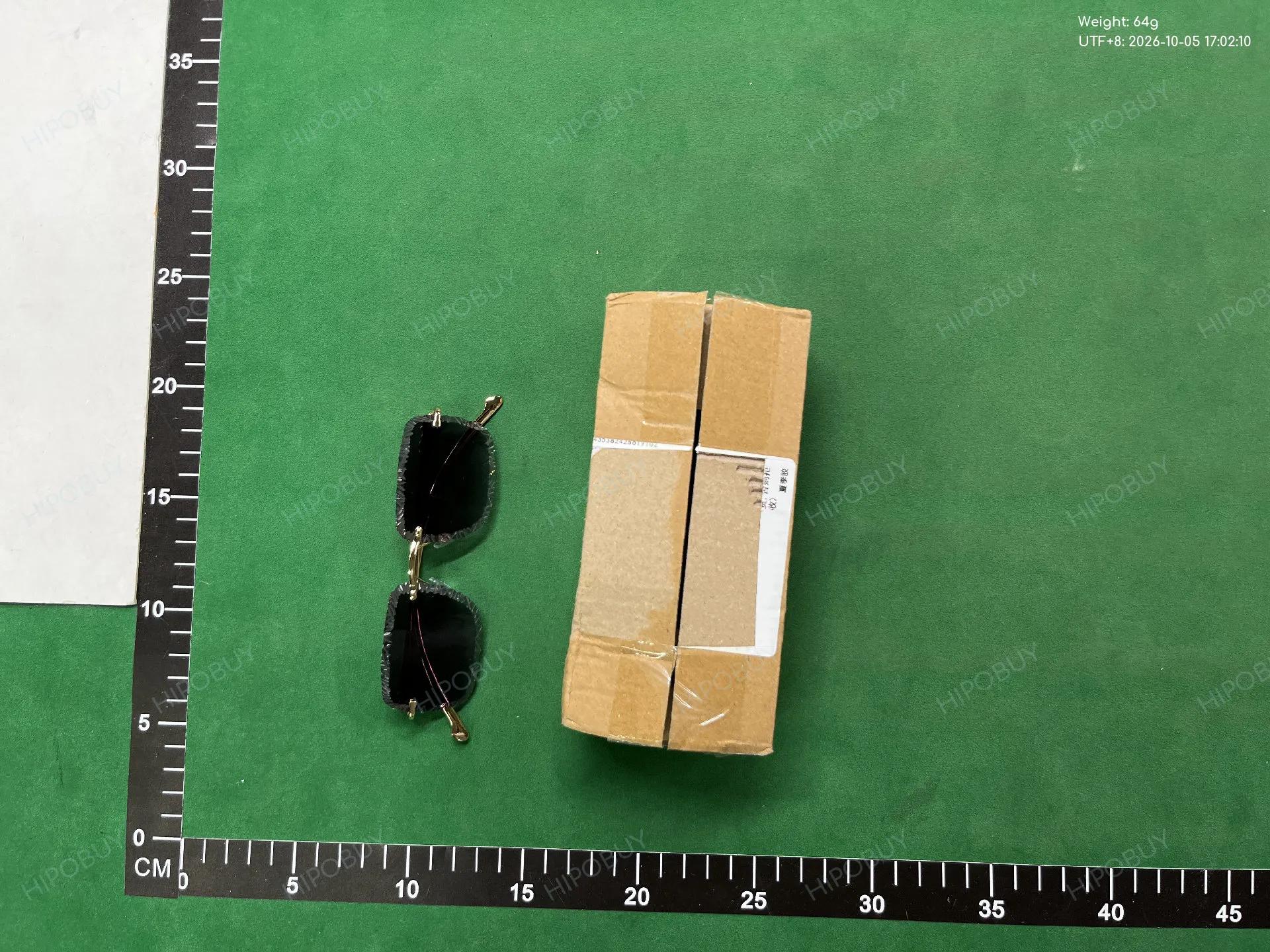 Foto QC 3 de Unbranded Square-Frame Rimless Metal Sunglasses Gold Blue