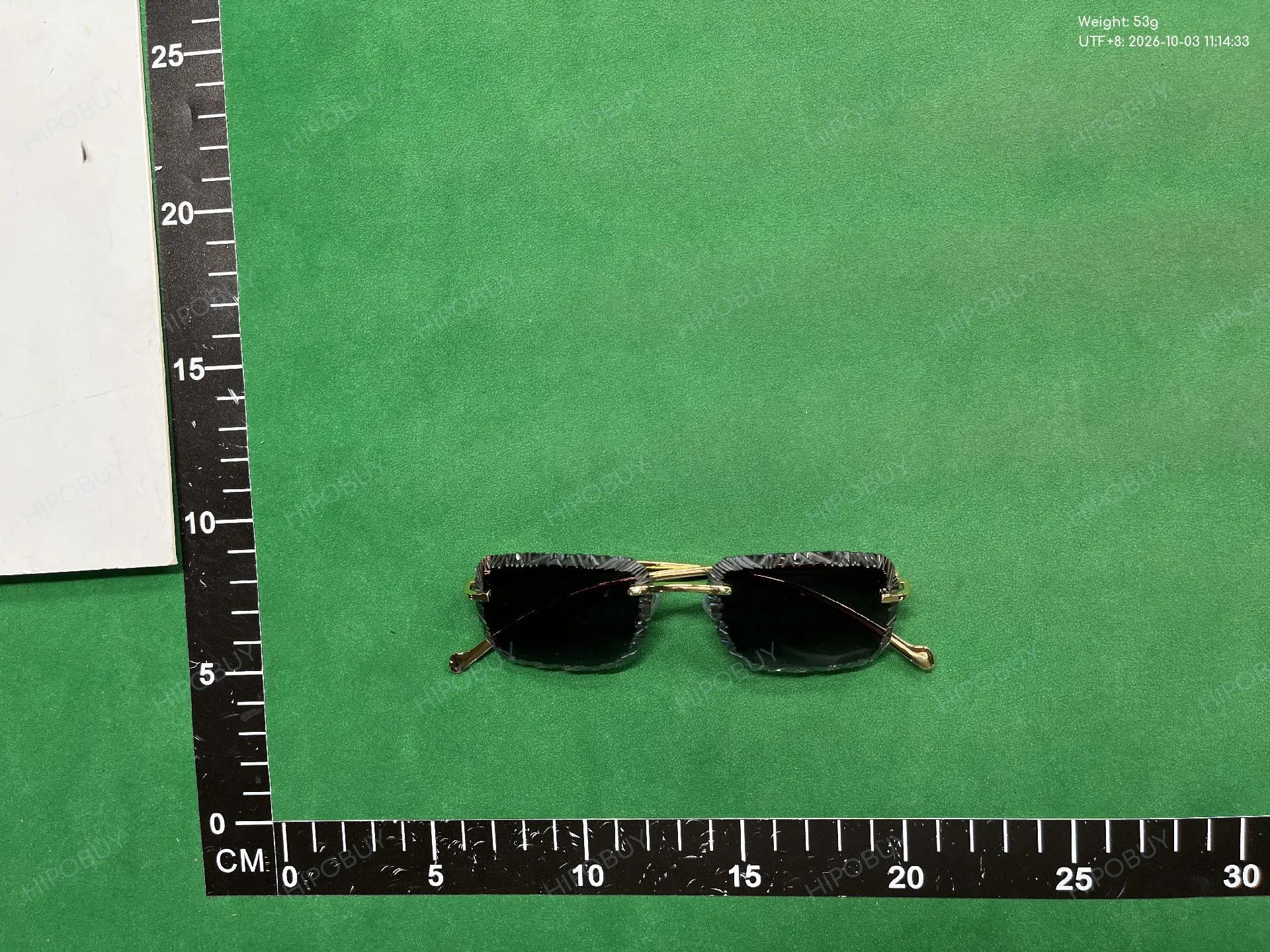 Foto QC 7 de Unbranded Square-Frame Rimless Metal Sunglasses Gold Blue
