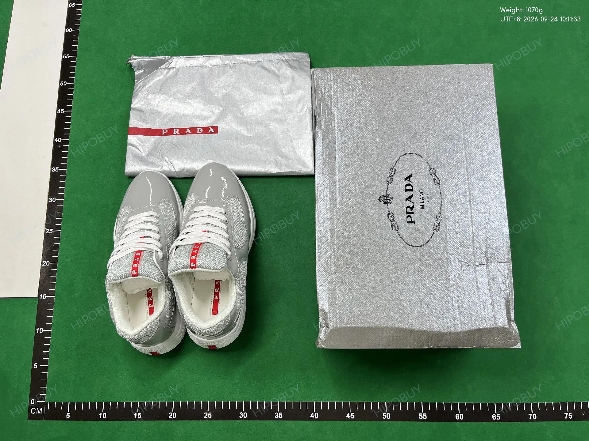 Foto QC 7 de Prada America's Cup Patent Leather Technical Fabric Low Sneakers Royal Blue Silver