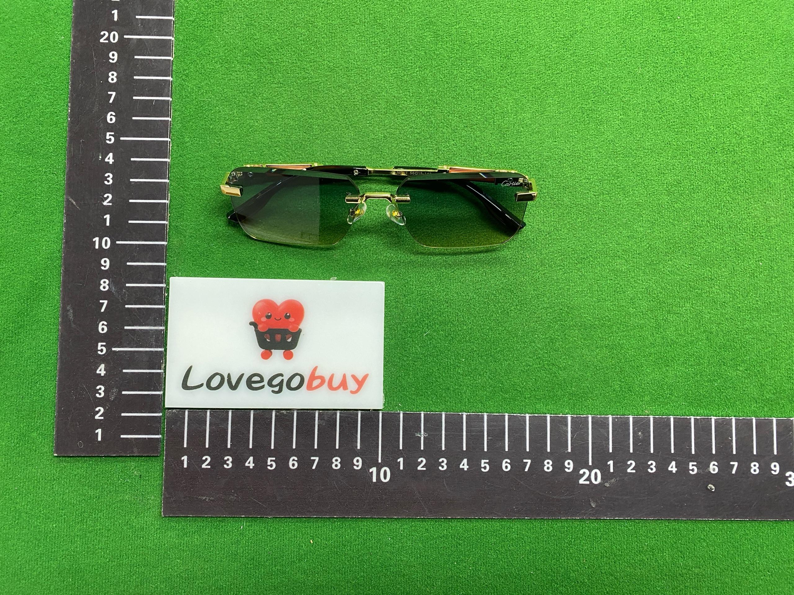 Foto QC 5 de Cartier Rectangular Metal Sunglasses Gold Clear (017)