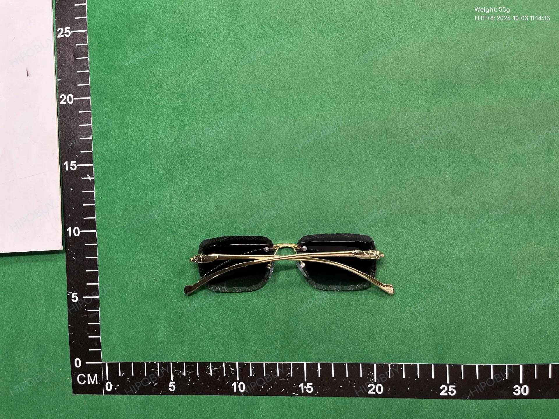 Foto QC 8 de Unbranded Square-Frame Rimless Metal Sunglasses Gold Blue