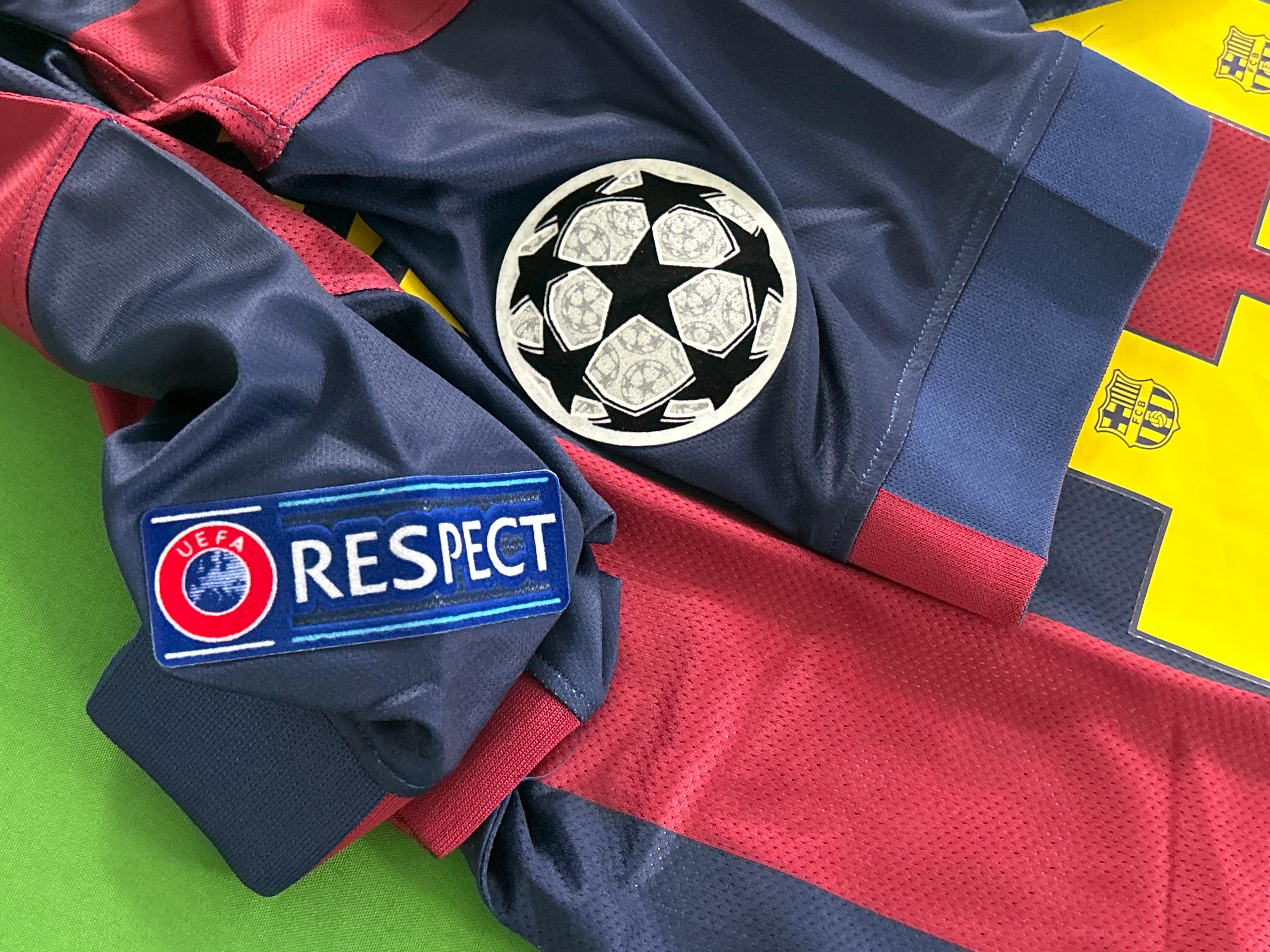 Foto QC 5 de Nike x FC Barcelona Retro 2014/15 Home Champions League Final Neymar Jr #11 Jersey Blue/Red