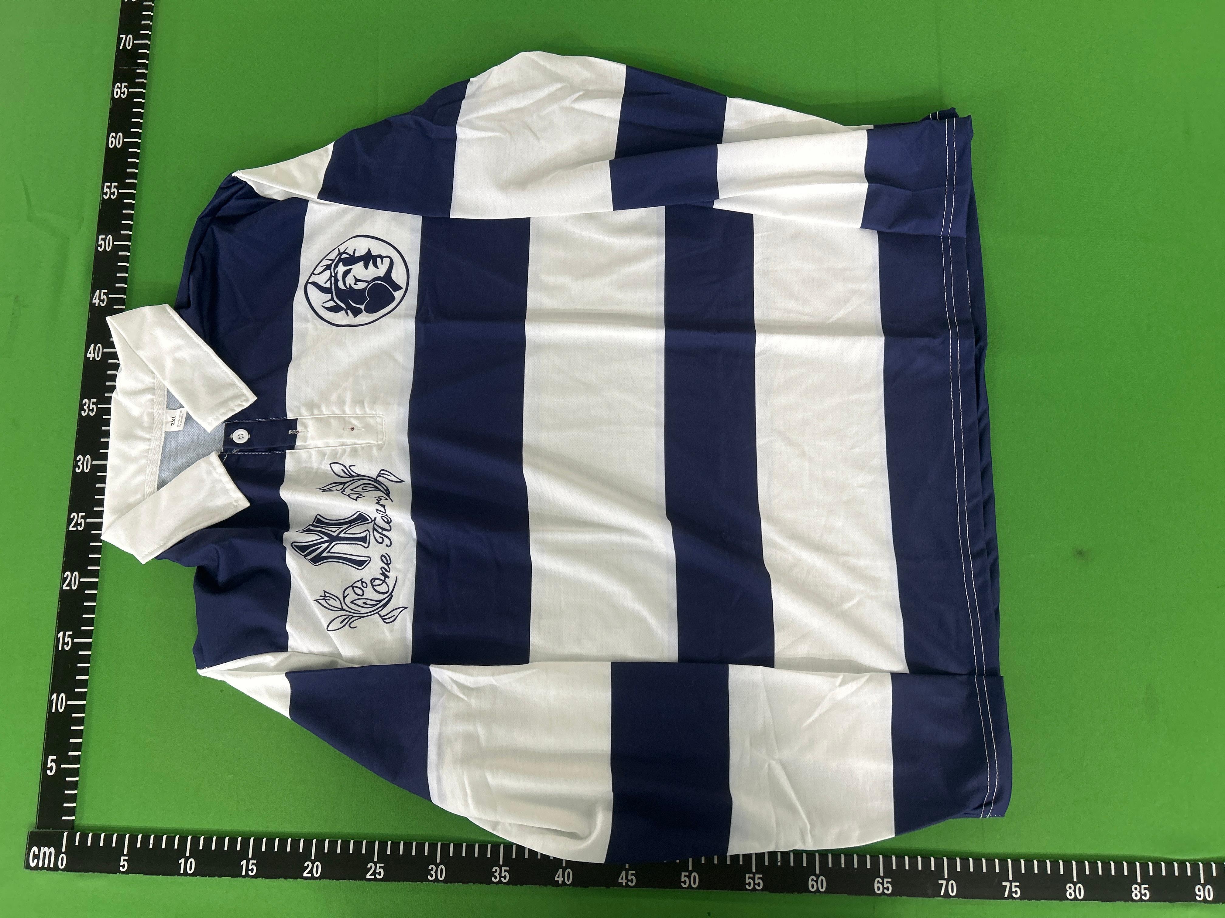 Foto QC 7 de Other Shirt Y2K 3D Print Striped NY Graphic Blue White