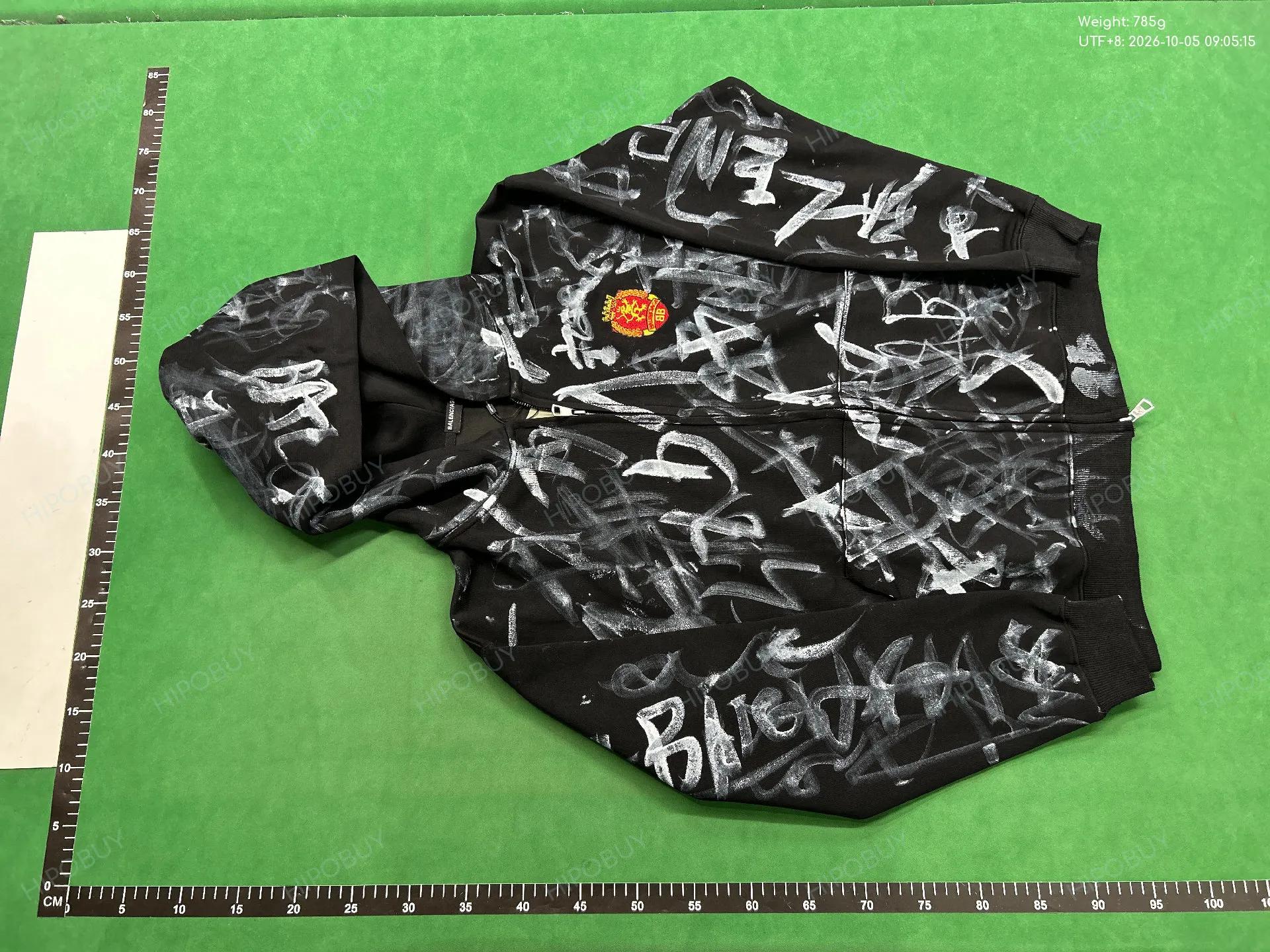 Foto QC 2 de Balenciaga Soccer Zip-up Jacket Hand-painted Graffiti Black