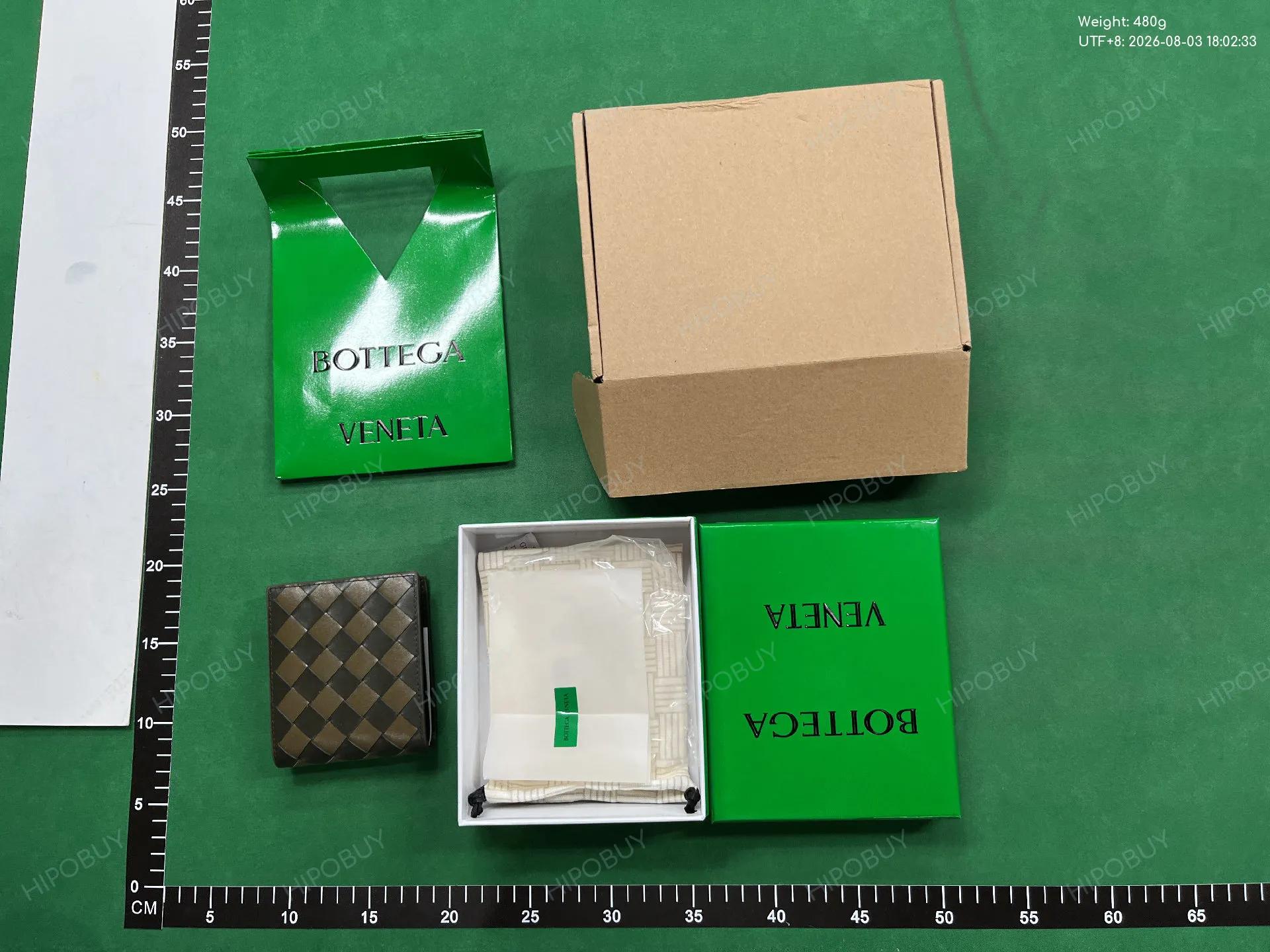 Foto QC 8 de Bottega Veneta Intrecciato Bi-fold Wallet Leather Dark Green Travertine