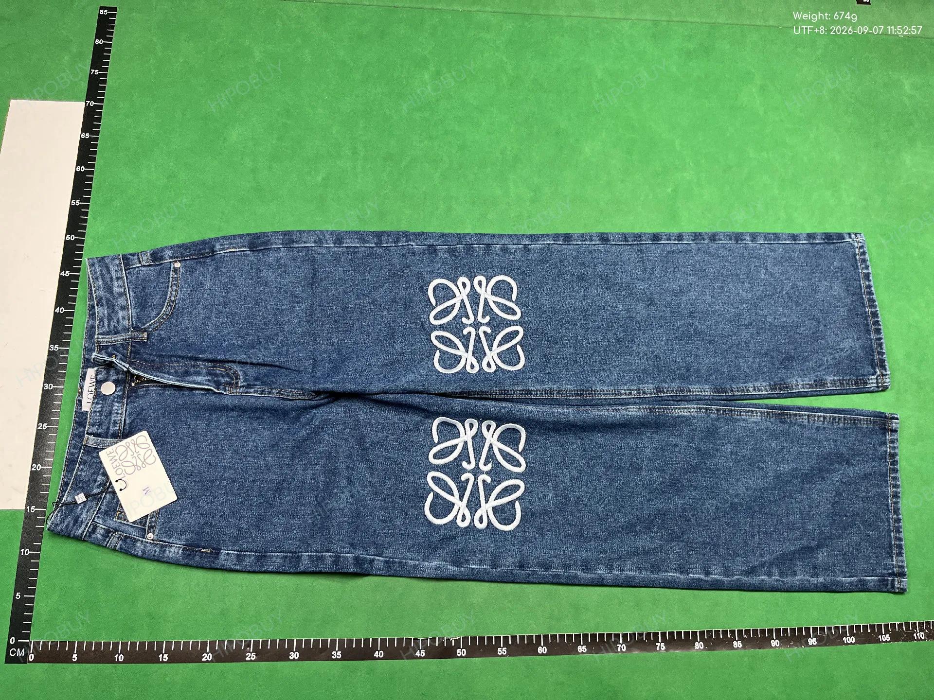 Foto QC 6 de Loewe Jeans Anagram Embroidered Wide Leg Blue