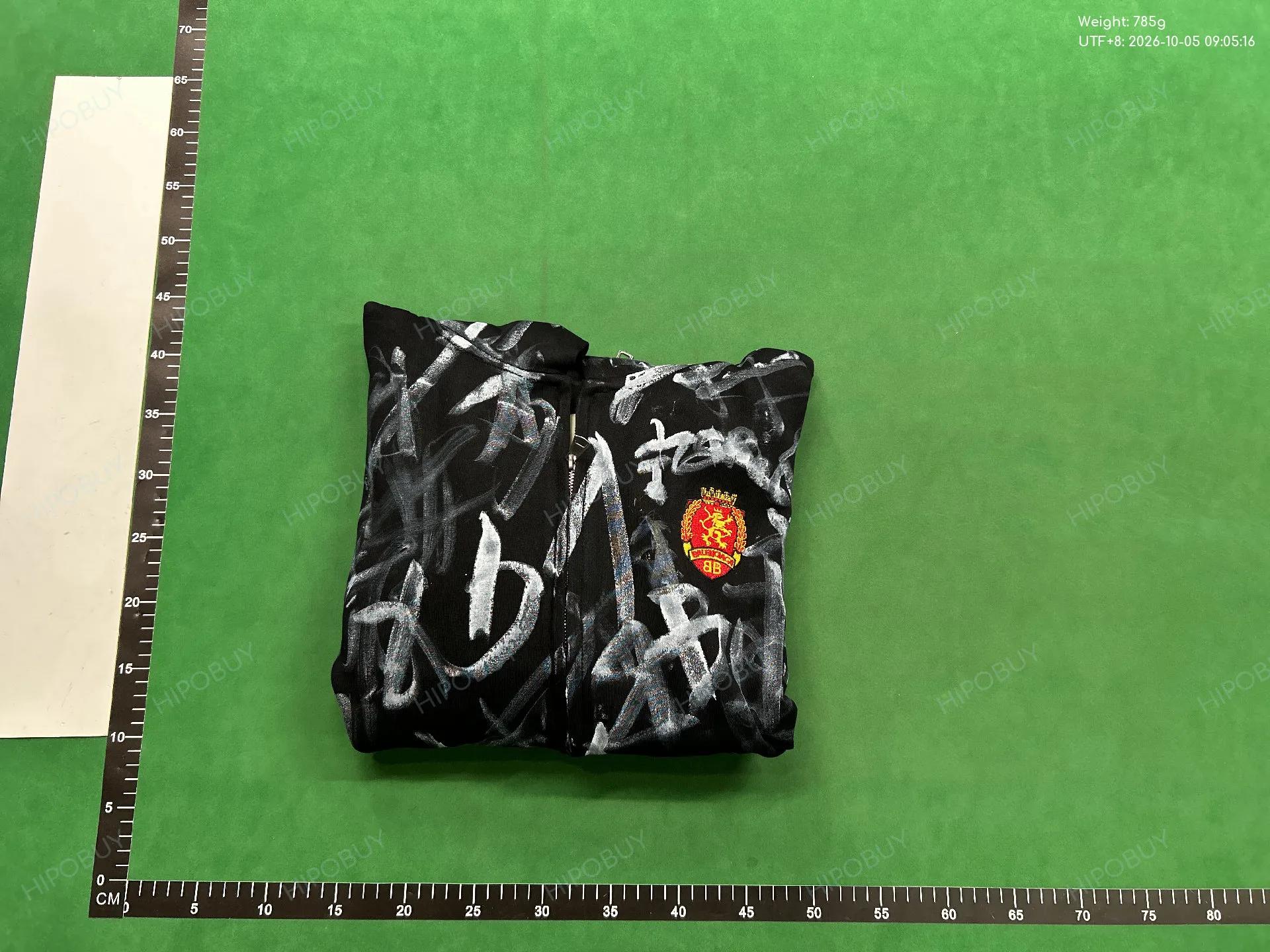 Foto QC 4 de Balenciaga Soccer Zip-up Jacket Hand-painted Graffiti Black
