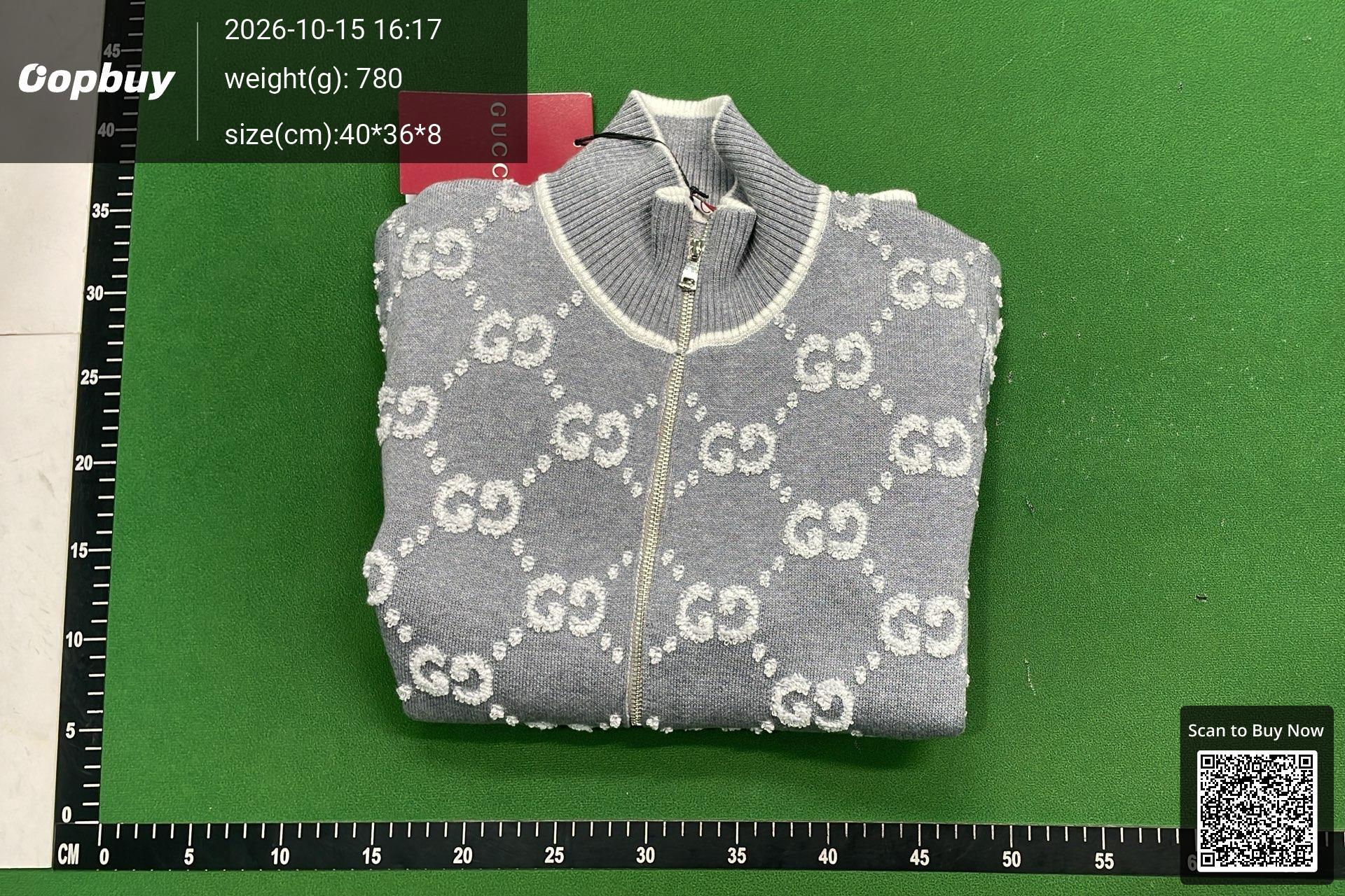 Foto QC 8 de Gucci Zip Sweater GG Monogram Knit Grey