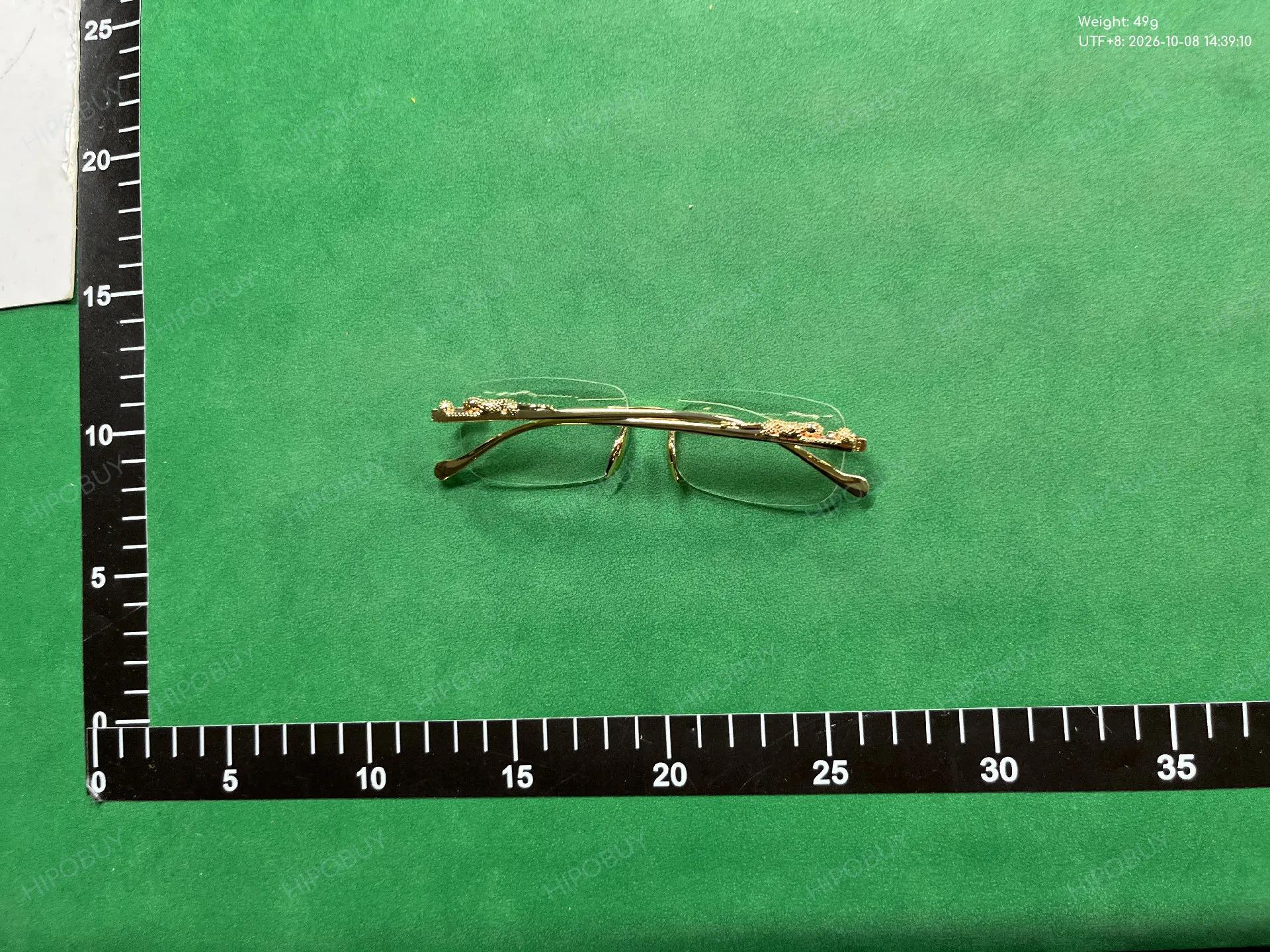 Foto QC 8 de Cartier Panthère Rimless Rectangle Metal Eyeglasses Gold Clear (CT0061O-002)
