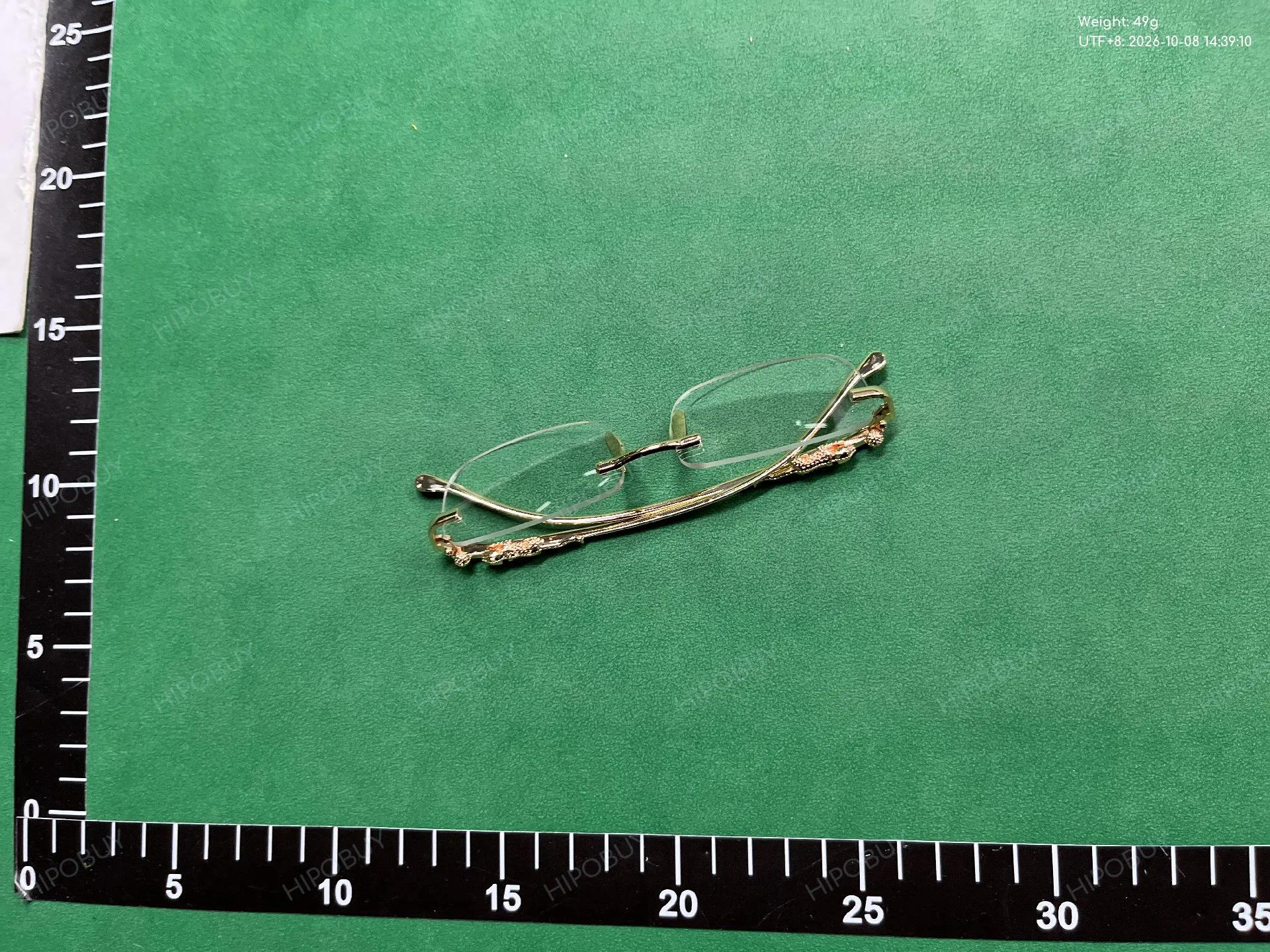 Foto QC 7 de Cartier Panthère Rimless Rectangle Metal Eyeglasses Gold Clear (CT0061O-002)