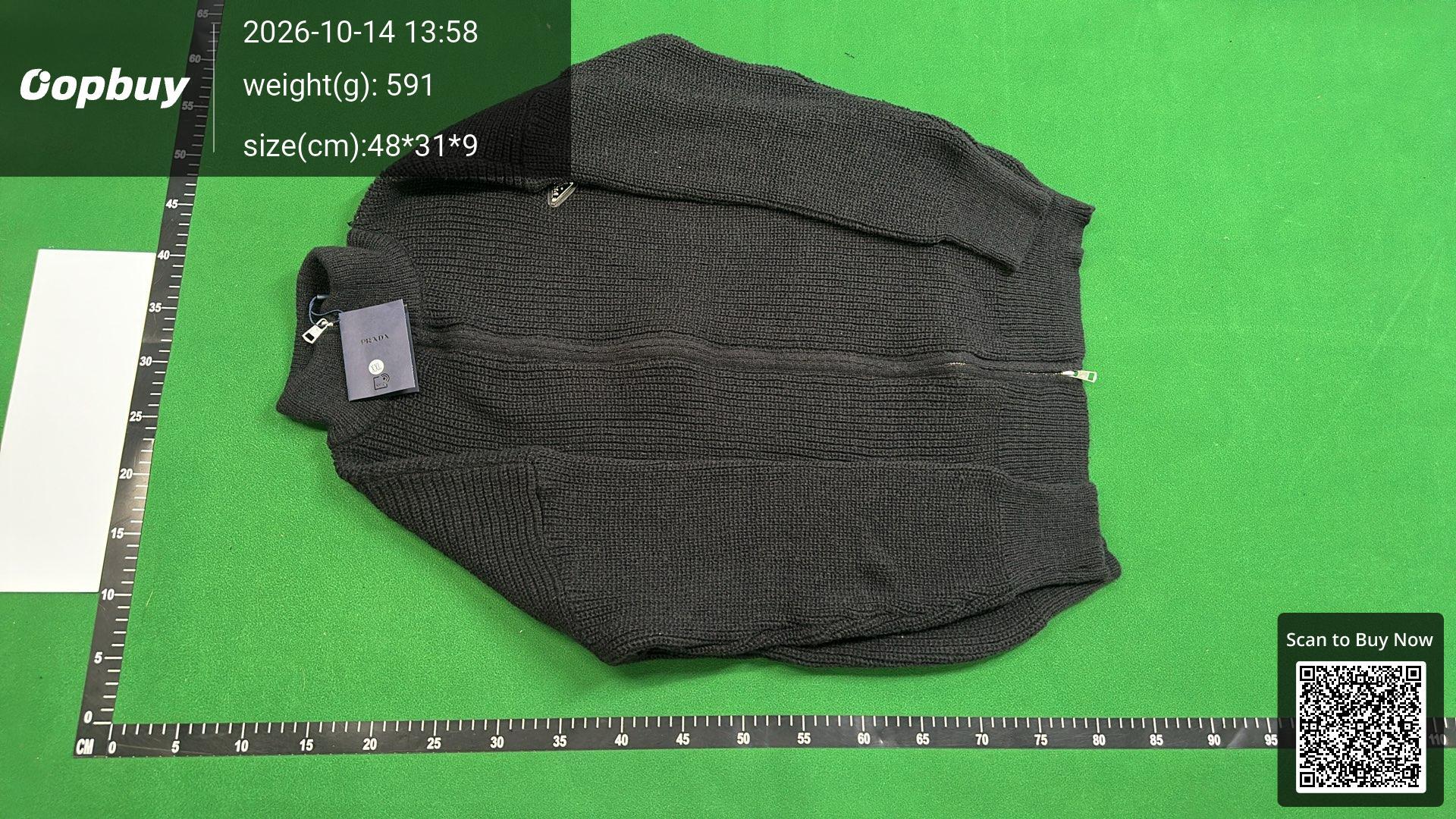 Foto QC 6 de Prada Zip Sweater Ribbed Knit Grey