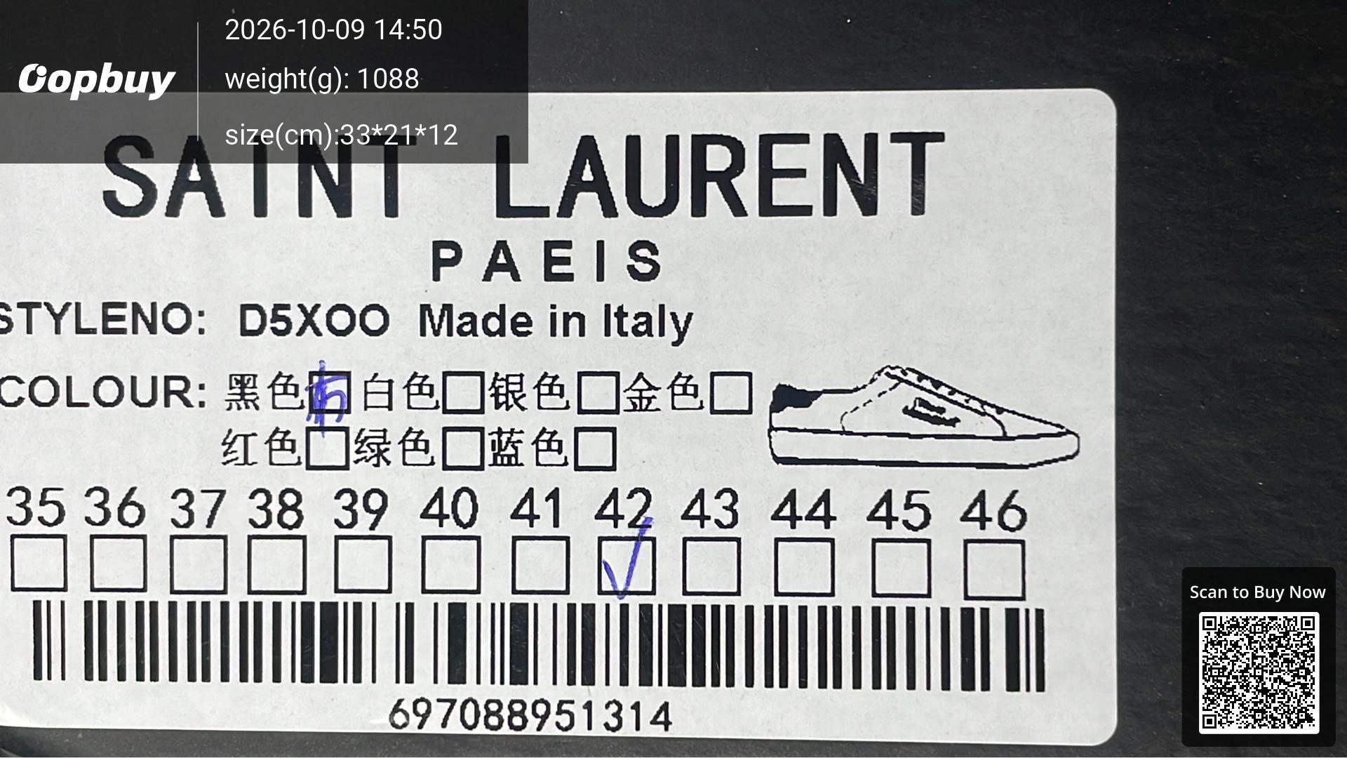 Foto QC 2 de Saint Laurent Court Classic SL/06 Leather Low White Pearl Blue