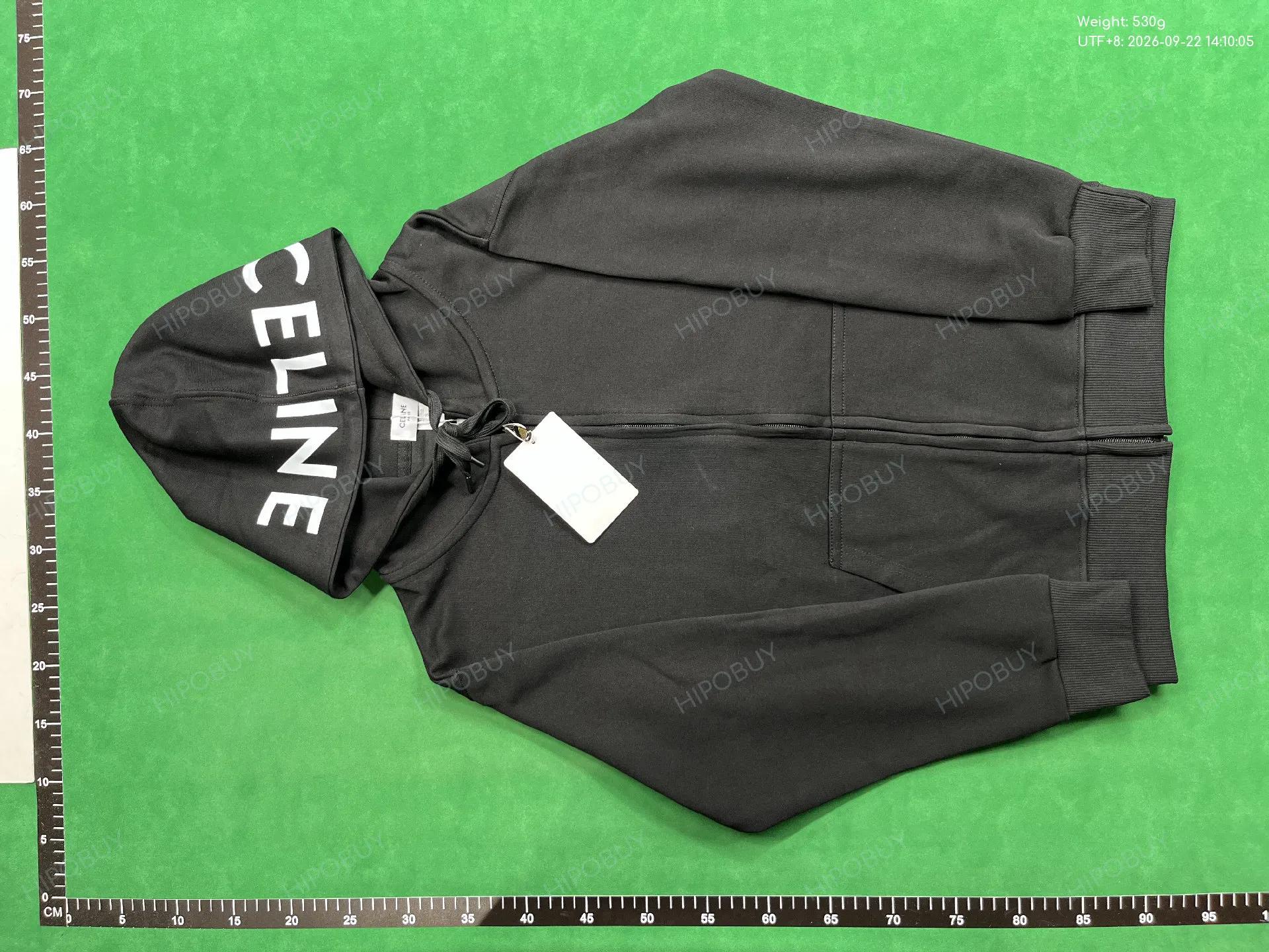 Foto QC 6 de Celine Logo Zip Sweater Hooded Grey