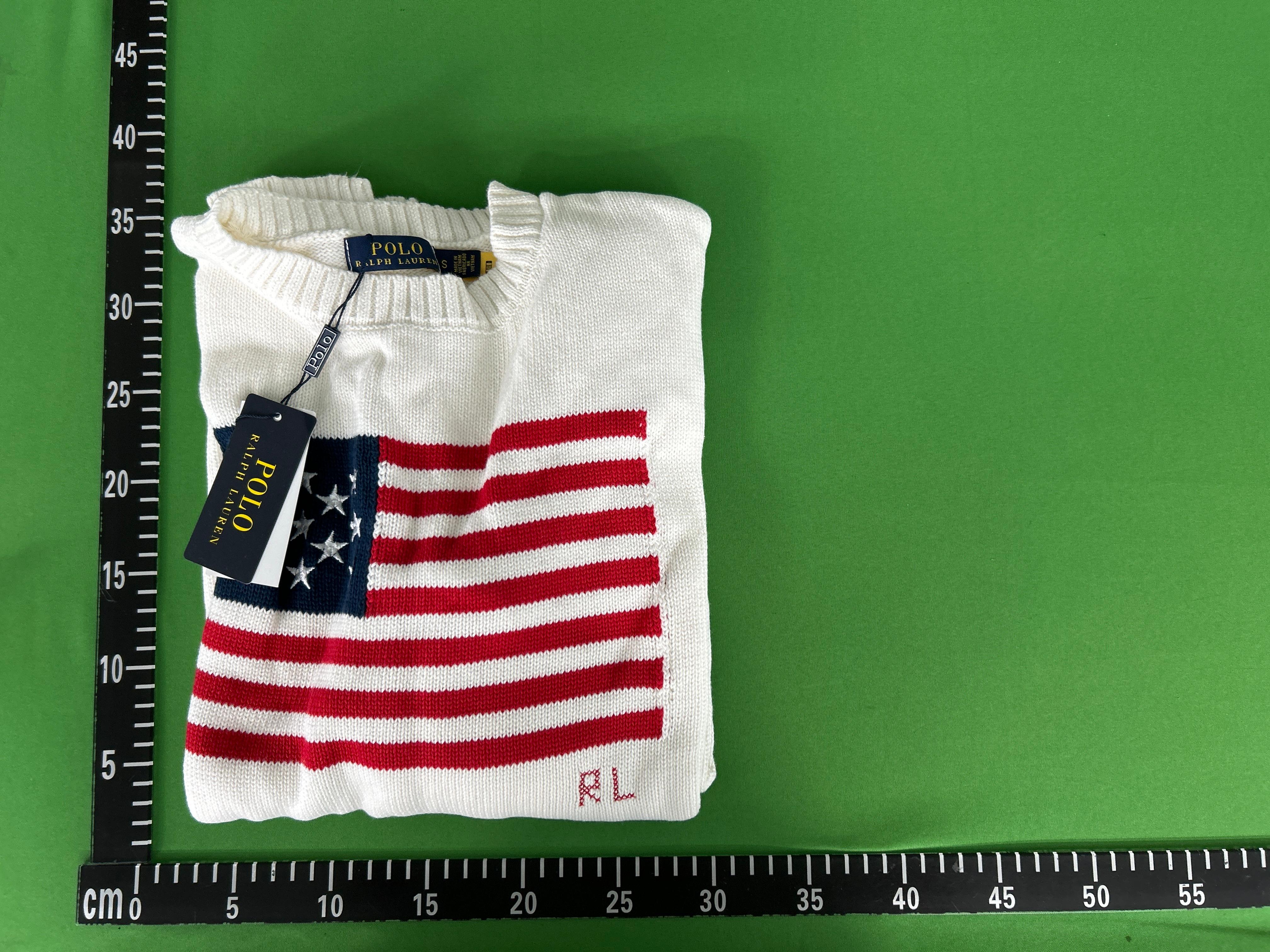 Foto QC 1 de Polo Ralph Lauren Iconic American Flag Crewneck Sweater Cotton Hunter Navy