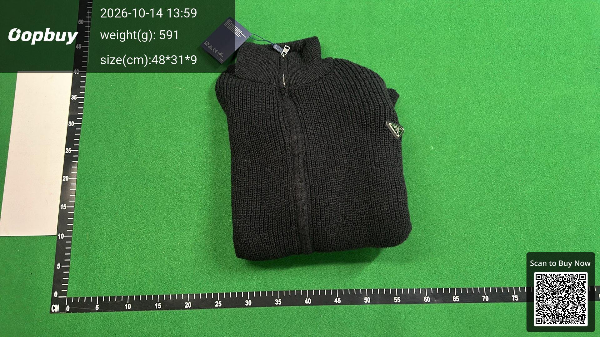 Foto QC 7 de Prada Zip Sweater Ribbed Knit Grey