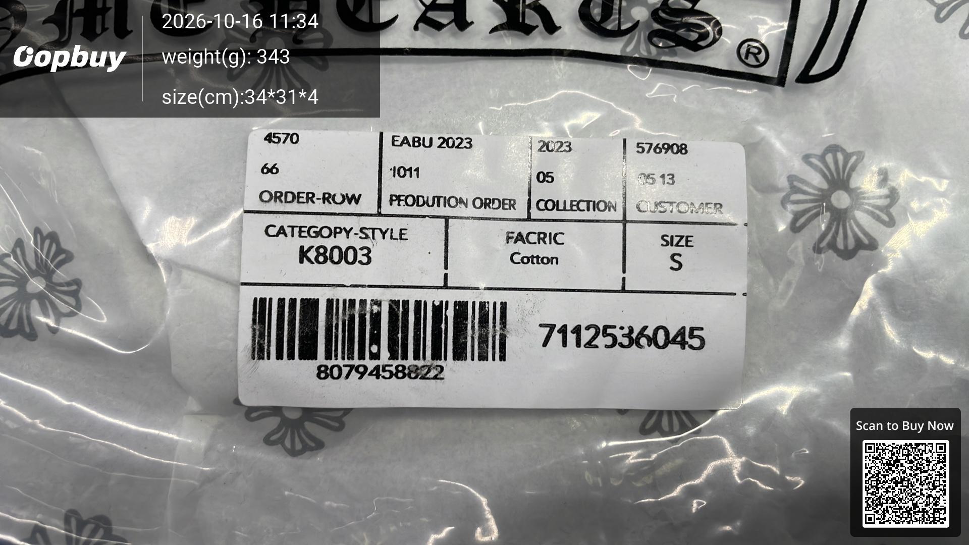 Foto QC 1 de Chrome Hearts Horseshoe Raglan T-shirt White Blue