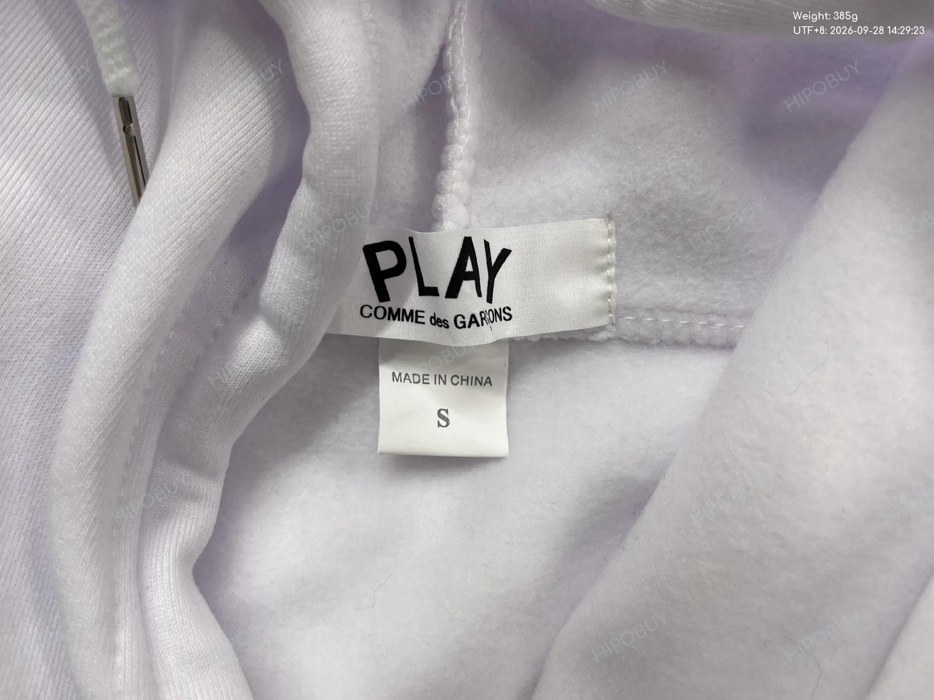 Foto QC 5 de Comme des Garçons PLAY Hoodie Red Heart Zip Up Grey
