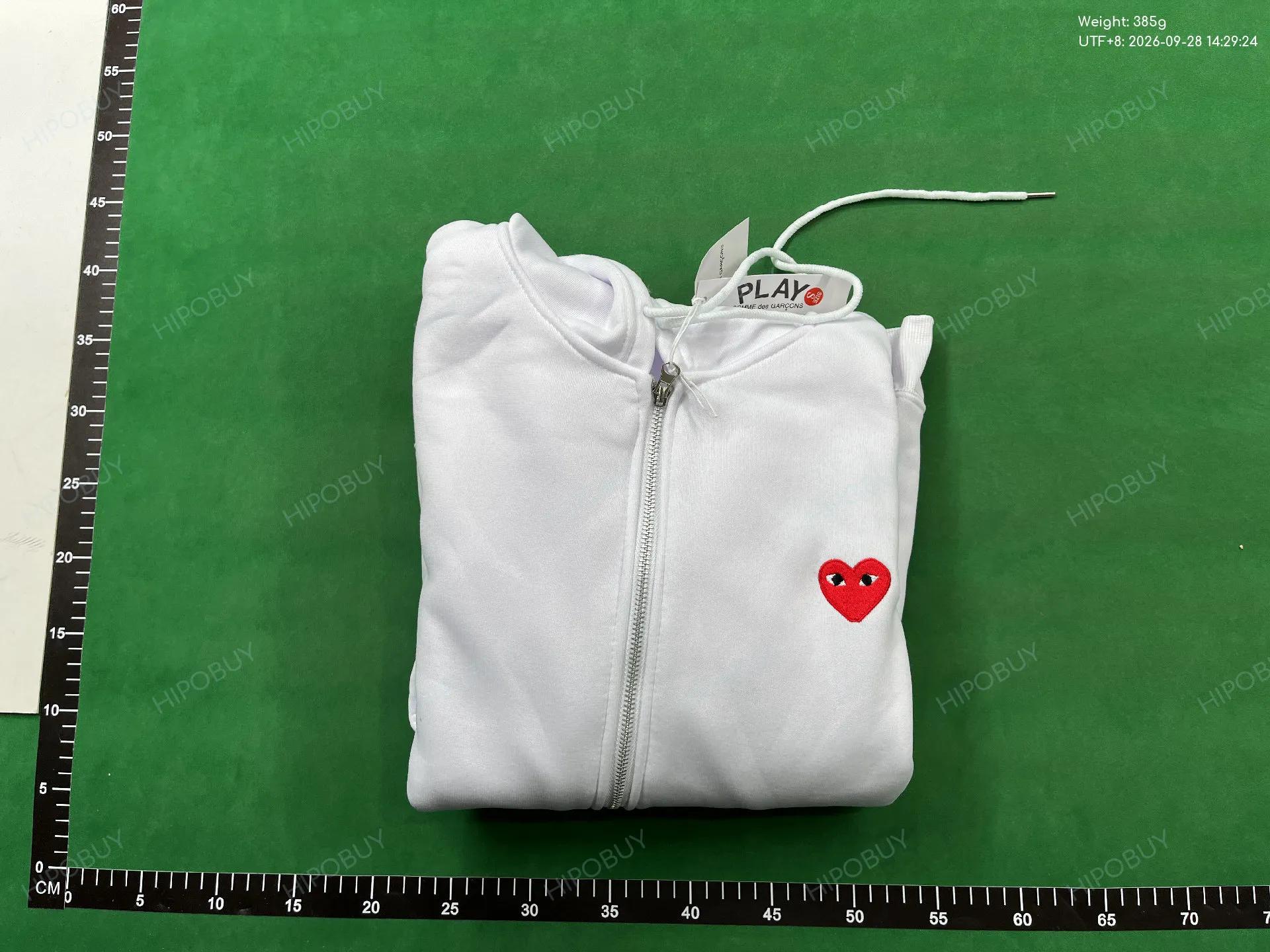 Foto QC 8 de Comme des Garçons PLAY Hoodie Red Heart Zip Up Grey
