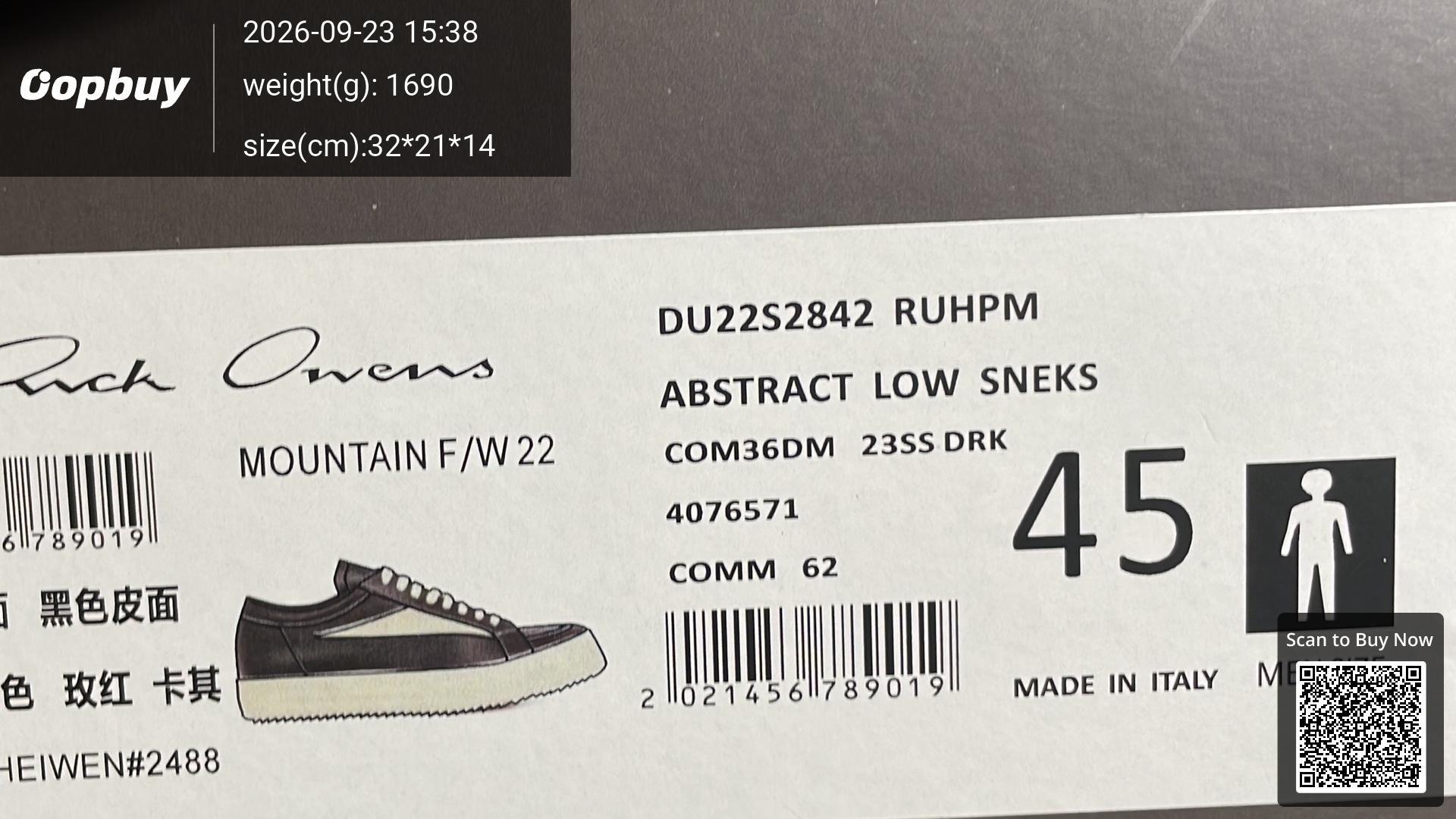 Foto QC 2 de Rick Owens Vintage Sneaks Low Top Jumbo Laces Black White