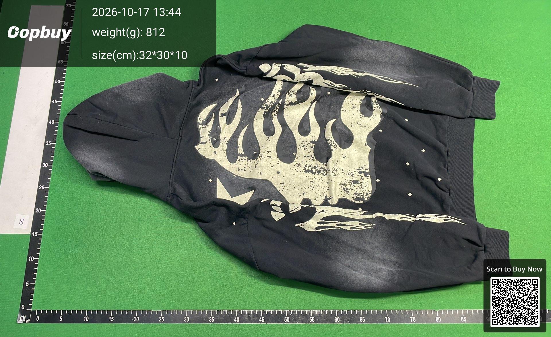 Foto QC 7 de Hellstar Hoodie Sports Logo Flame Zip Up Washed Blue