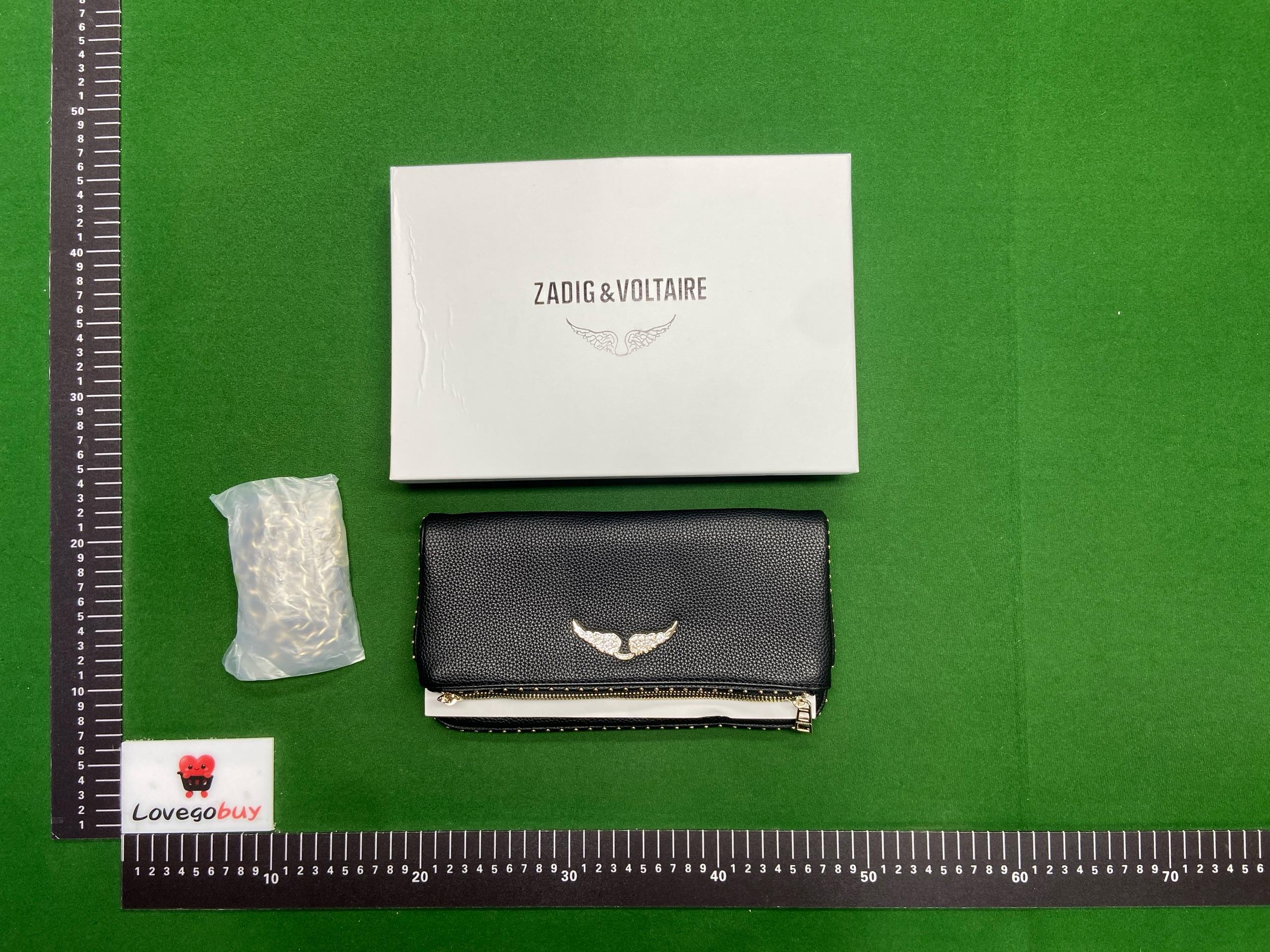 Foto QC 7 de Zadig & Voltaire Rock Studded Wings Clutch Bag Black Grained Leather