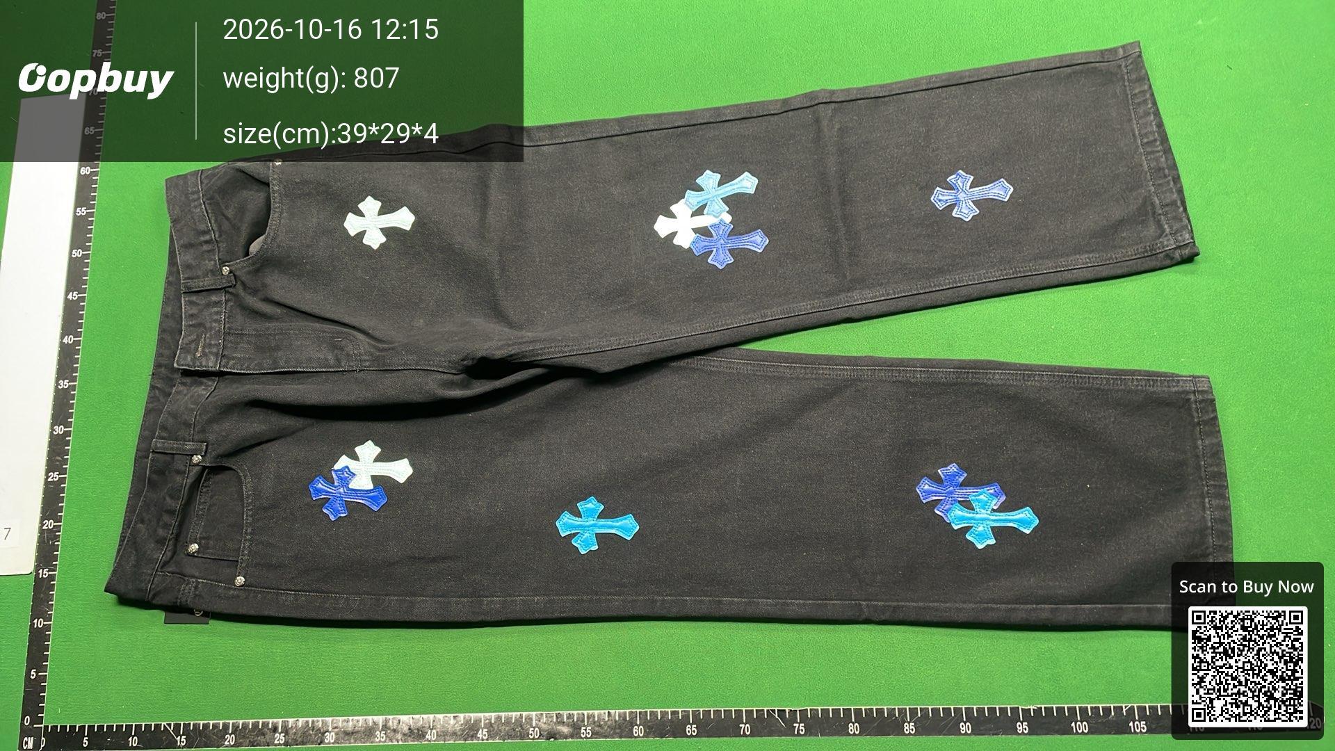 Foto QC 6 de Chrome Hearts Levi's Jeans Cross Patch Light Blue Green White